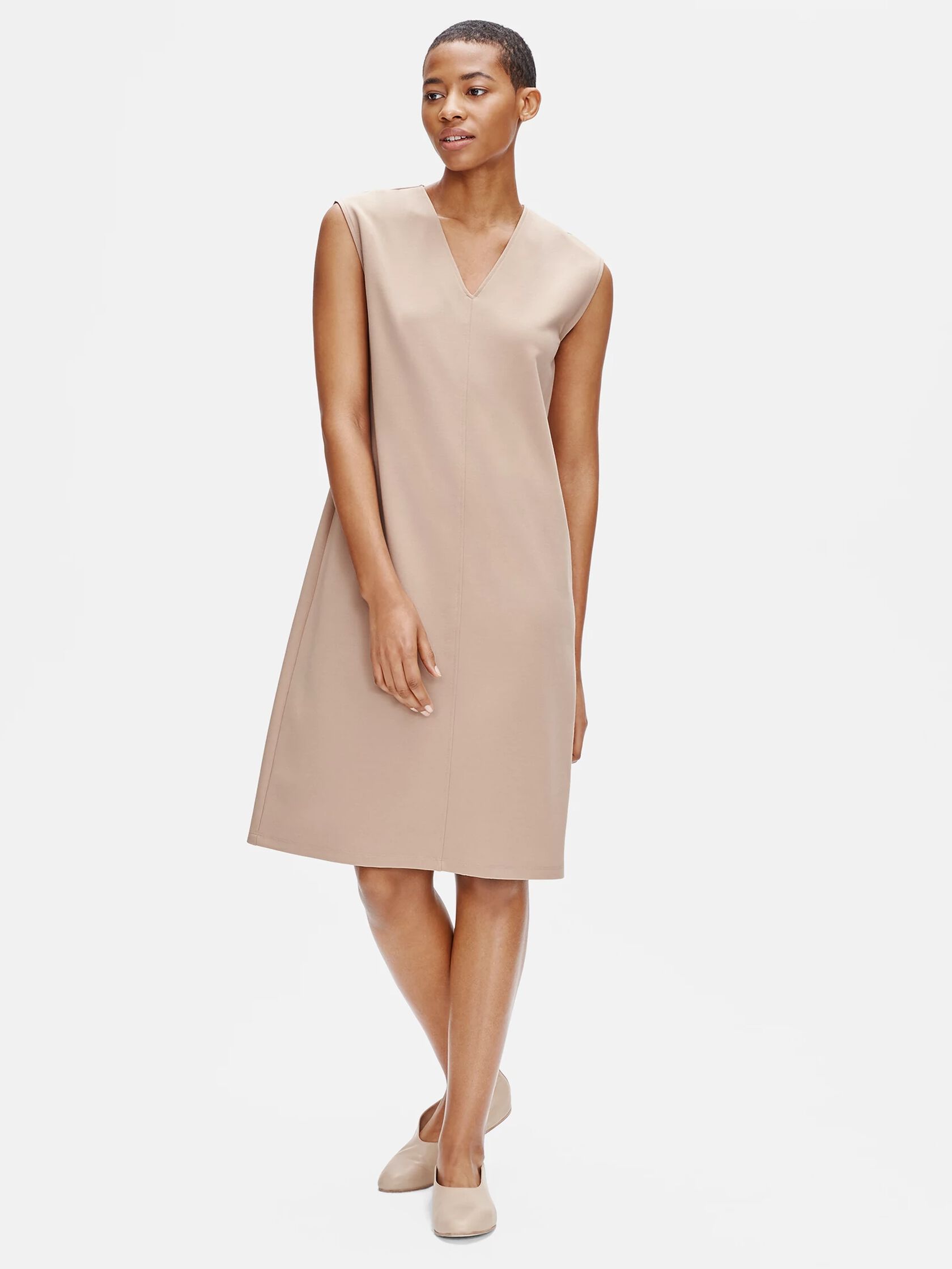 Sleeveless V Neck Ponte Dress