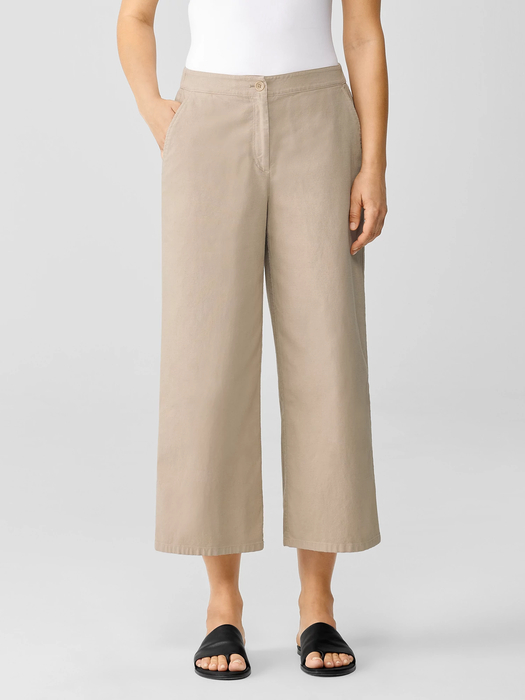 Cotton Hemp Stretch Wide-Leg Pant