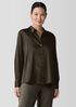 Stretch Silk Charmeuse Classic Collar Shirt