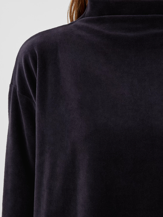 Cotton Velour Funnel Neck Box-Top