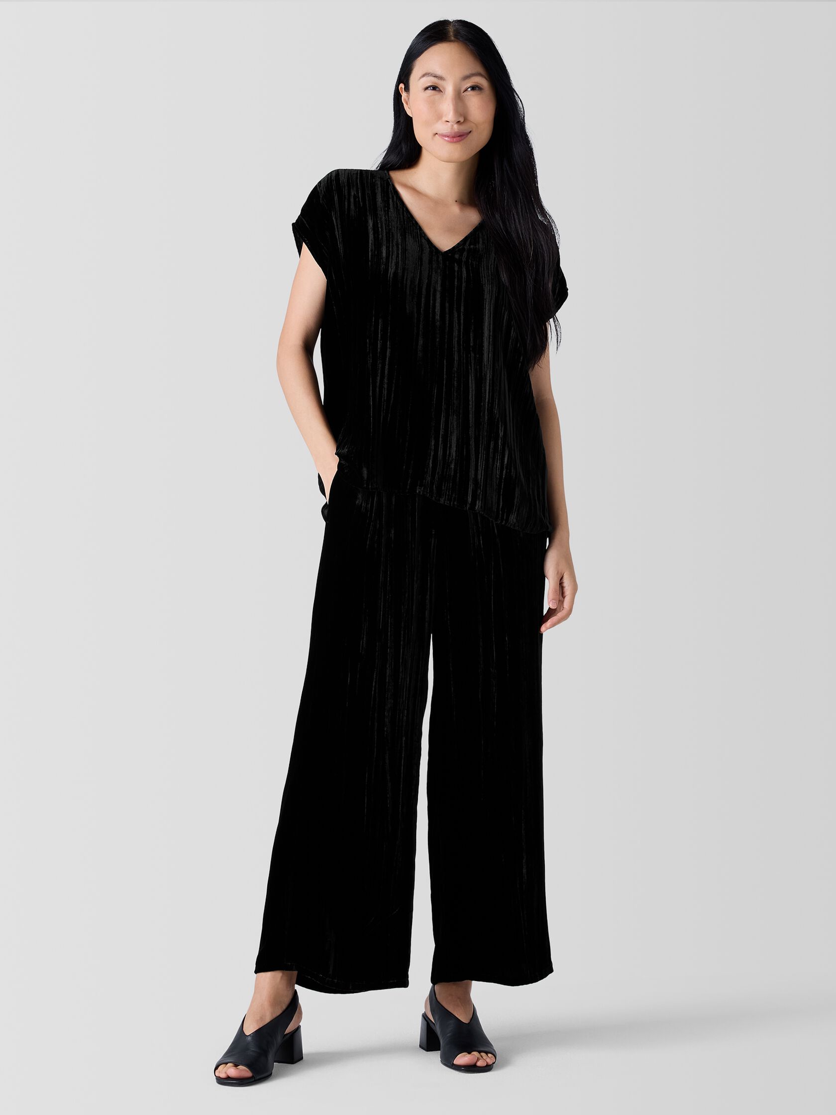Crushed Velvet Wide-Leg Pant
