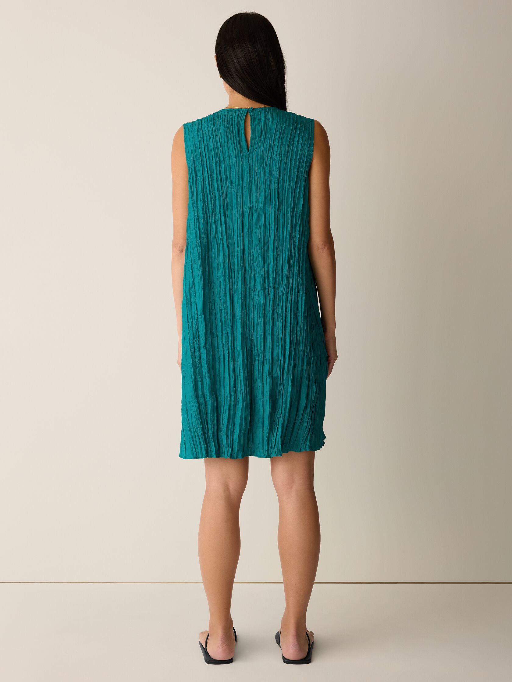 Crushed Silk Round Neck Dress