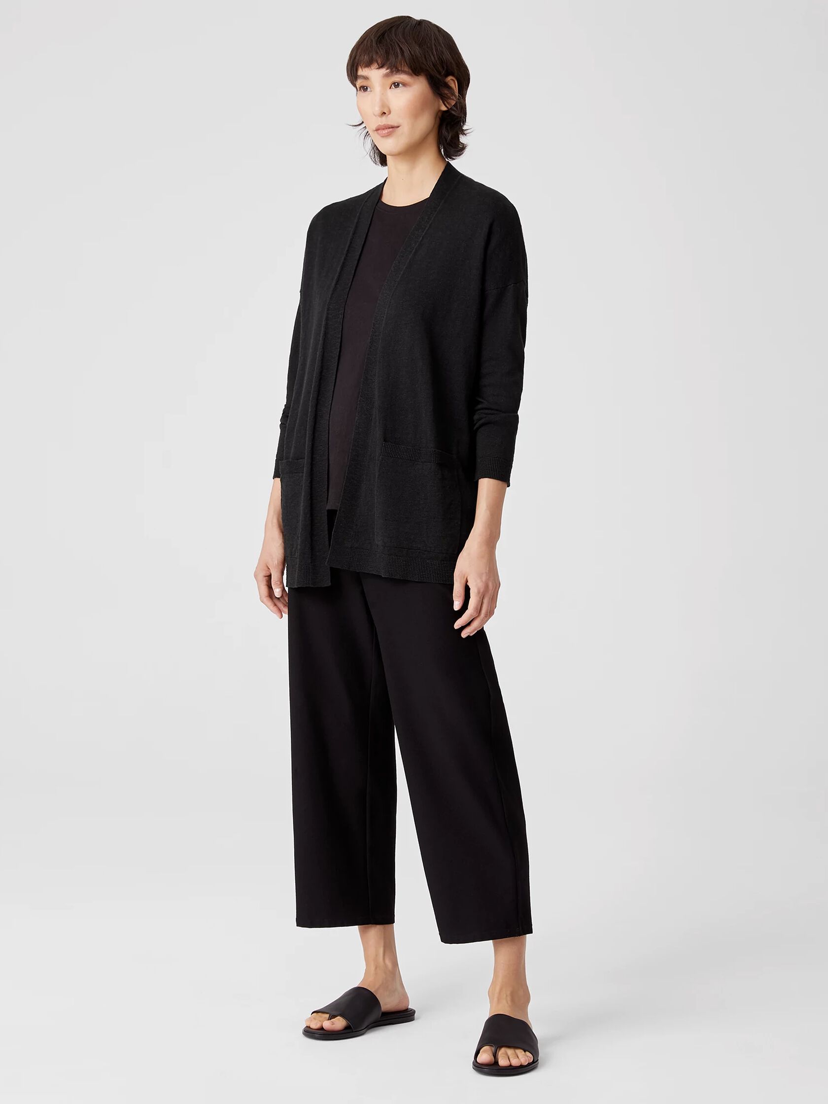 Organic Cotton Linen Slub High Collar Cardigan