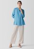 Silk Georgette Crepe Band Collar Shirt
