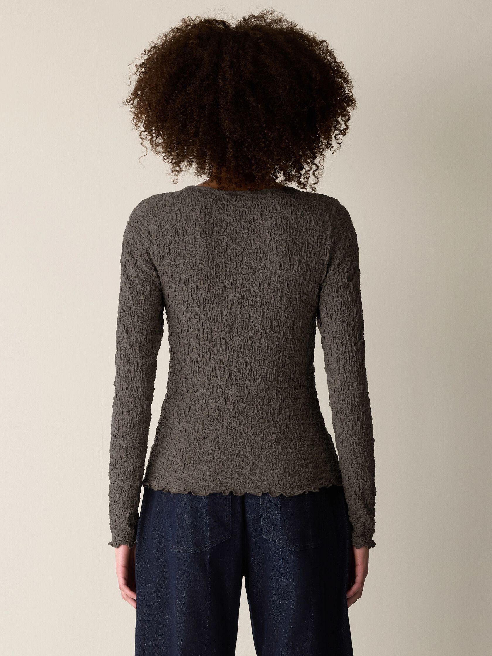 Bubble Jacquard Round Neck Top
