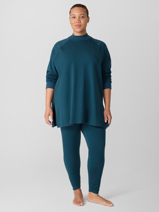 Cozy Brushed Terry Mock Neck Long Top