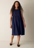 Pleated Silk Bateau Neck Dress