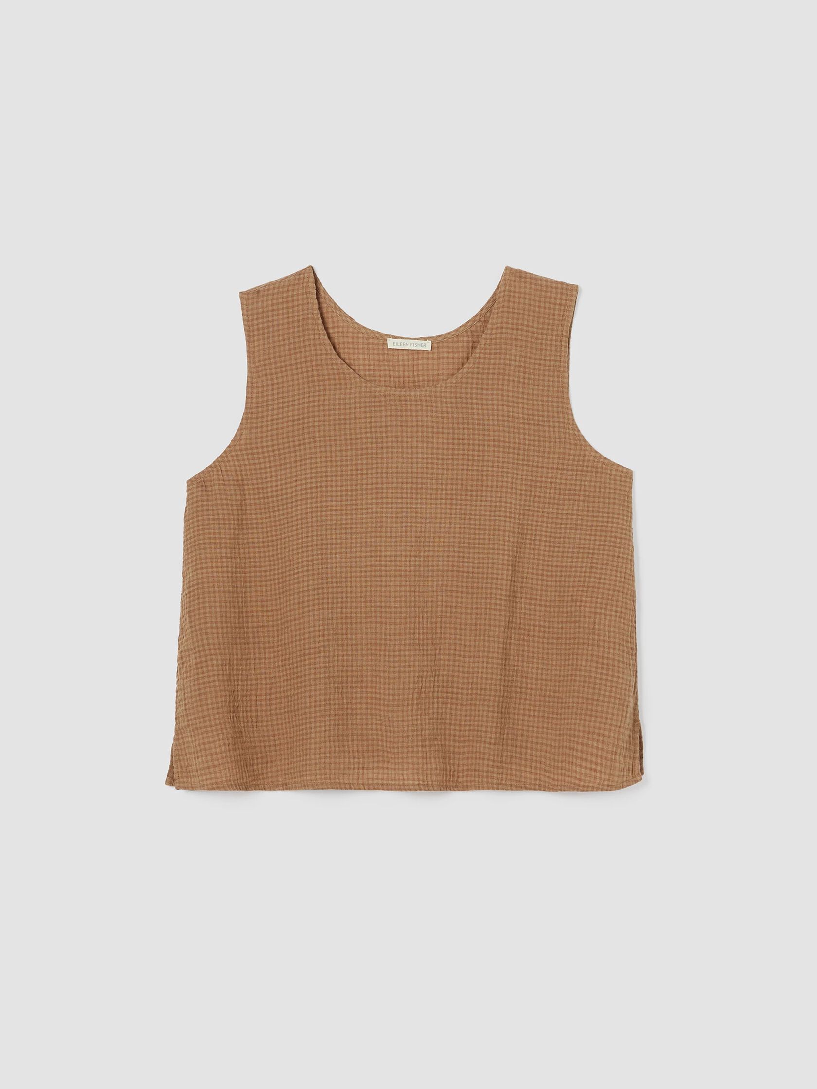 Puckered Organic Linen Scoop Neck Tank