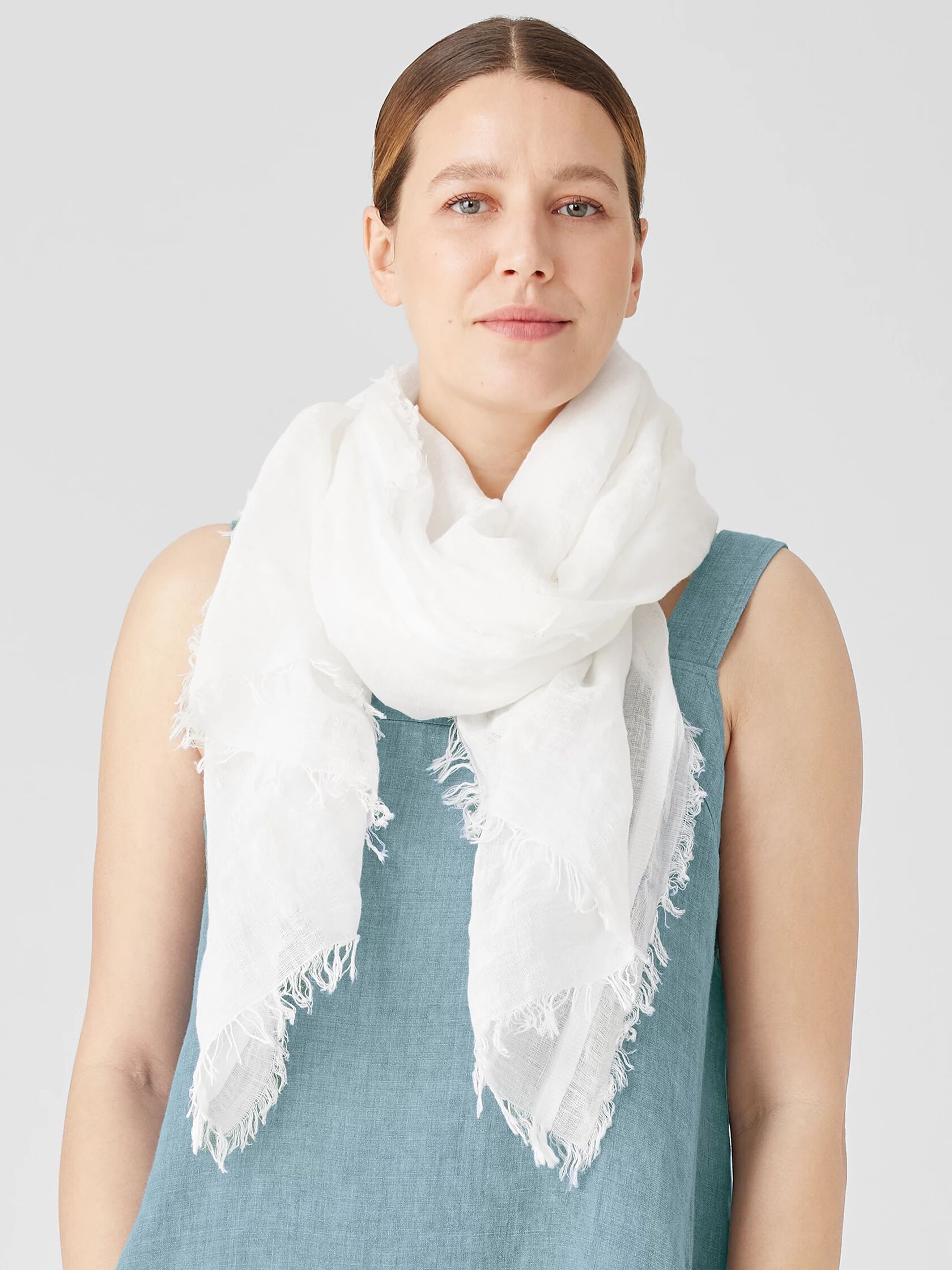 Linen Cotton Shadow Plaid Scarf