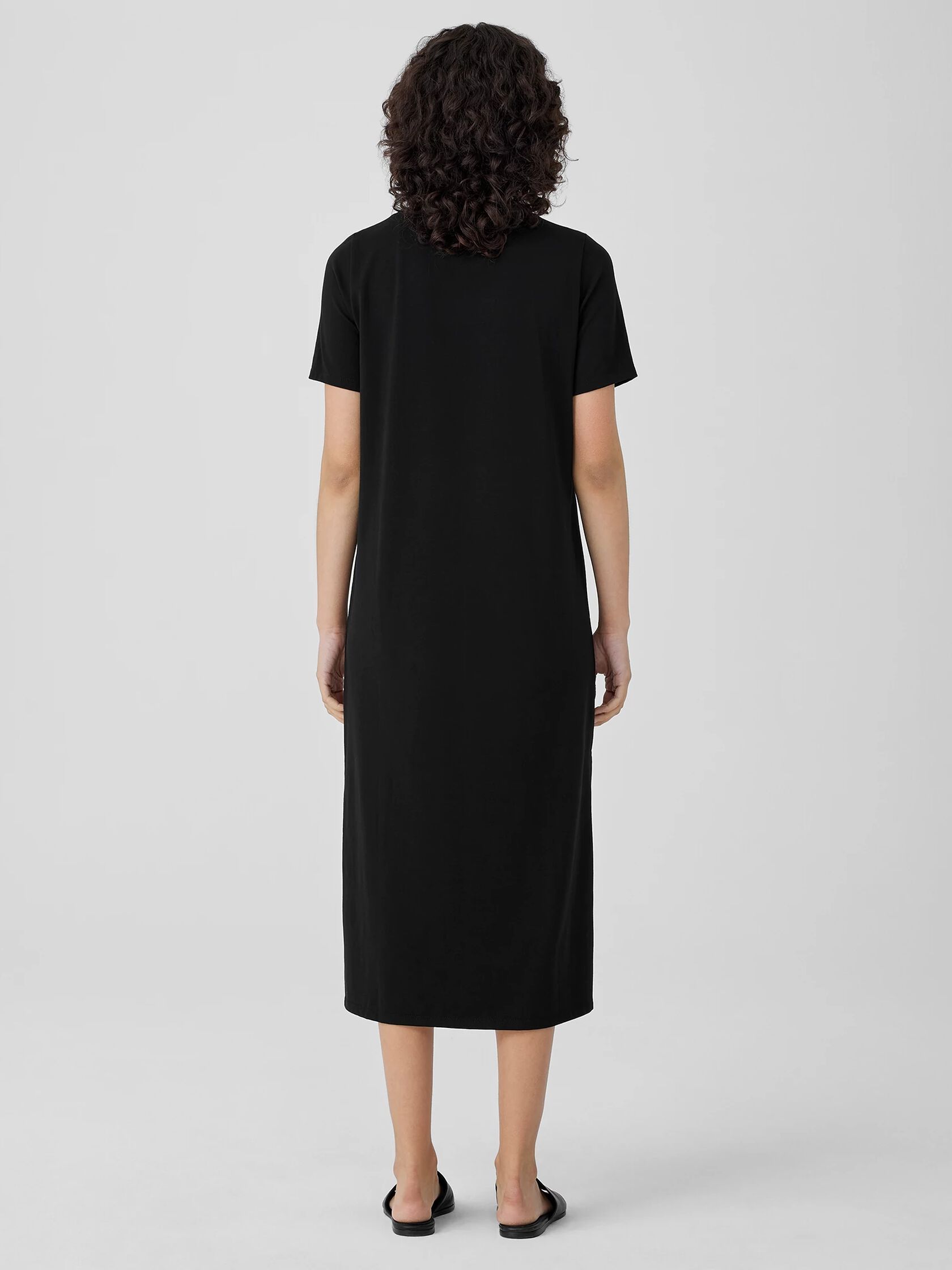 Pima Cotton Stretch Jersey Crew Neck Dress EILEEN FISHER