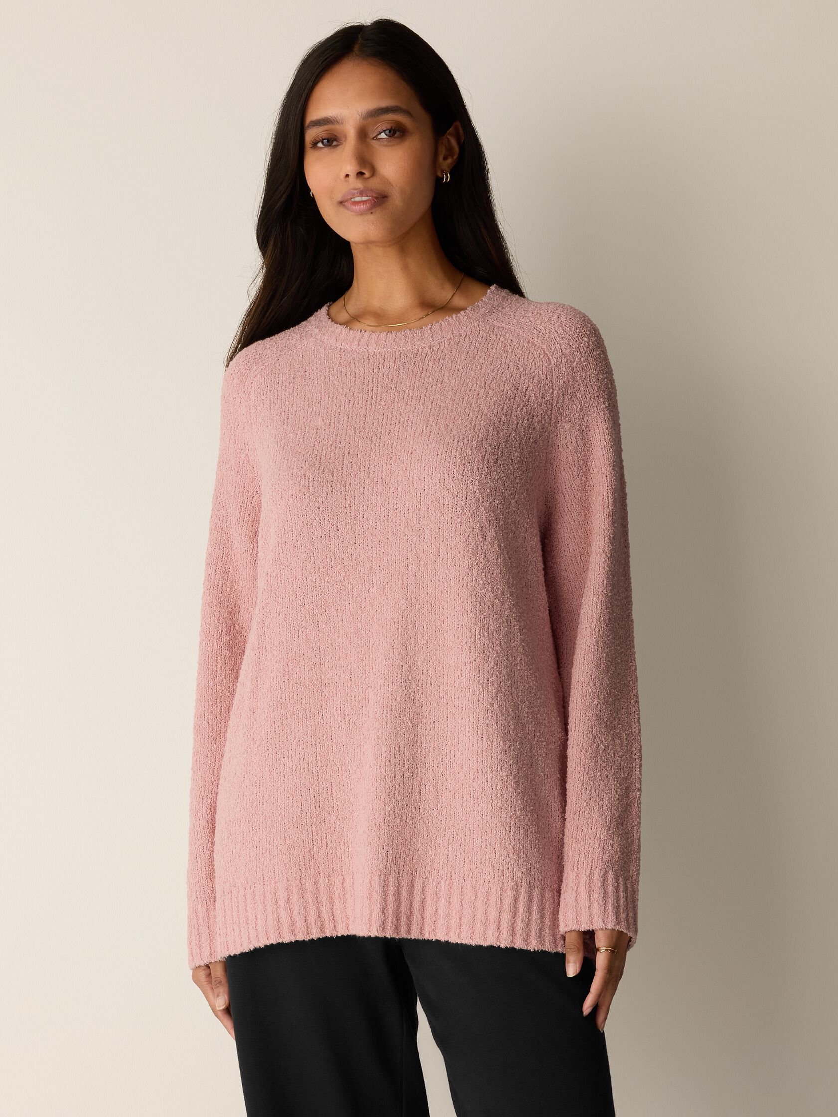 Organic Cotton Fluff Crew Neck Long Top