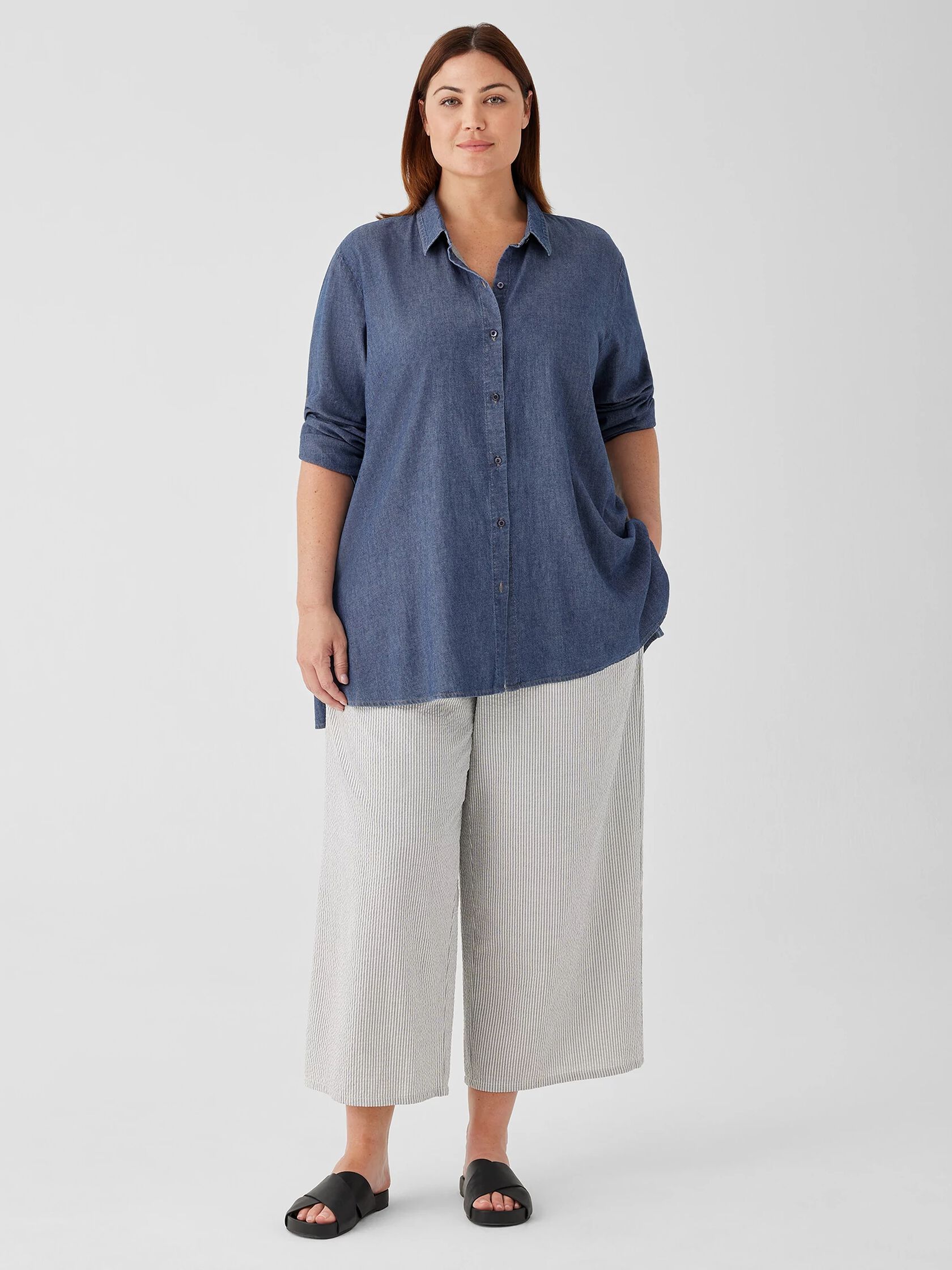 Airy Organic Cotton Twill Classic Collar Shirt