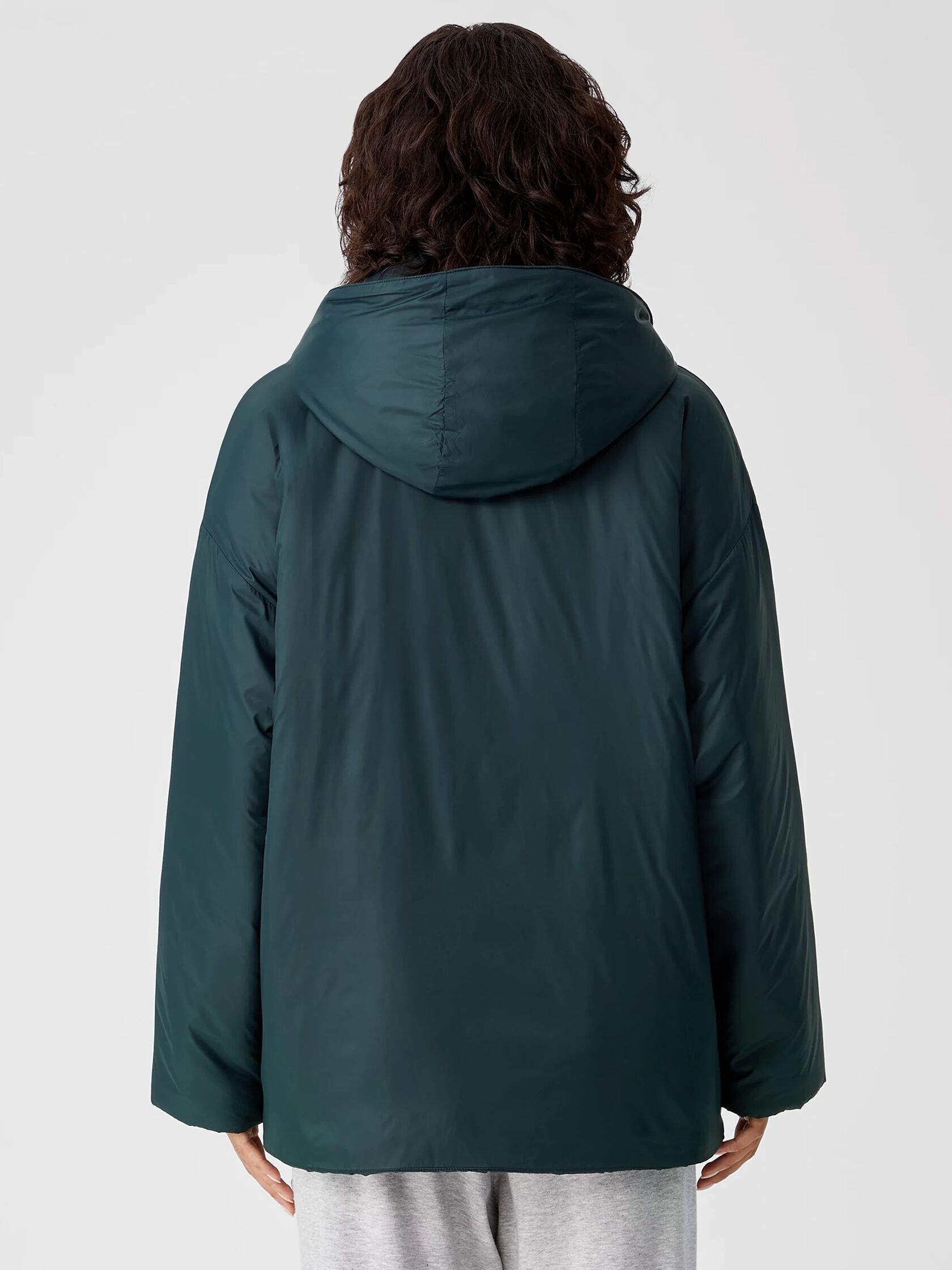 Eggshell Recycled Nylon Hooded Coat