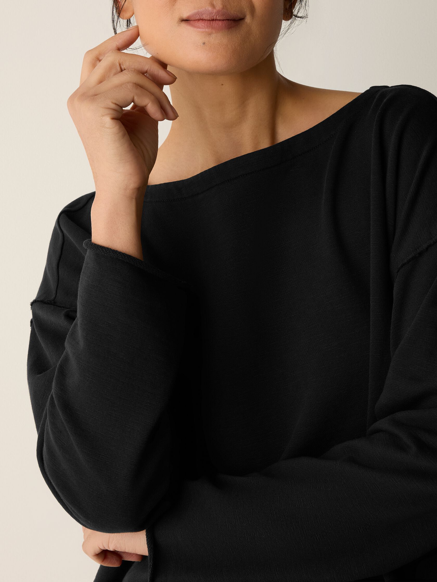 Garment-Dyed Organic Cotton Terry Bateau Neck Box-Top