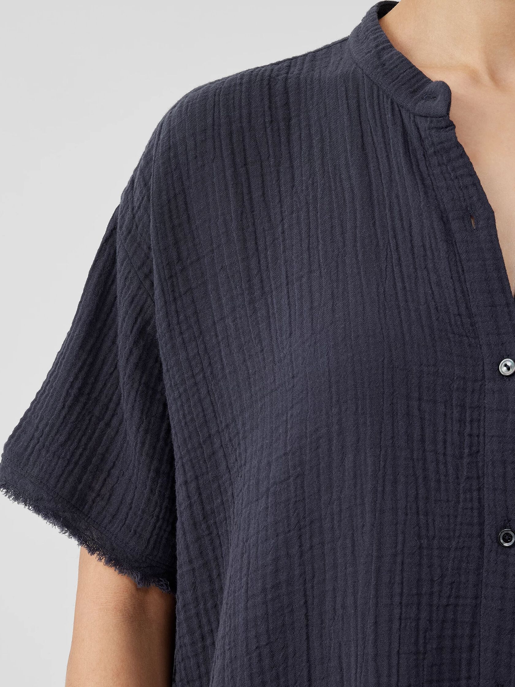 Organic Cotton Gauze Mandarin Collar Dress