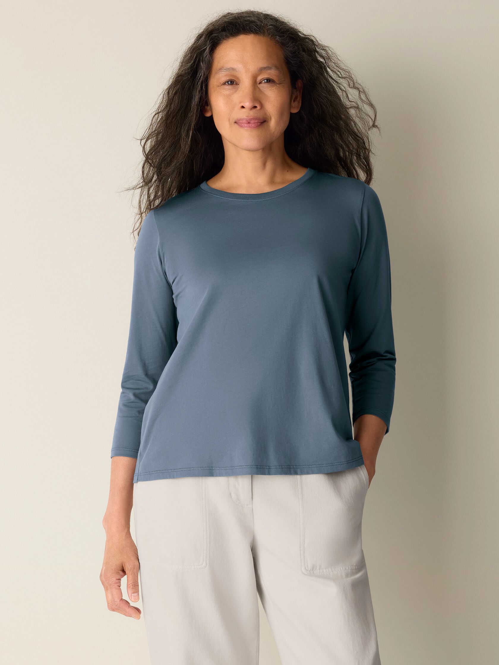 Organic Pima Cotton Jersey 3/4-Sleeve Tee