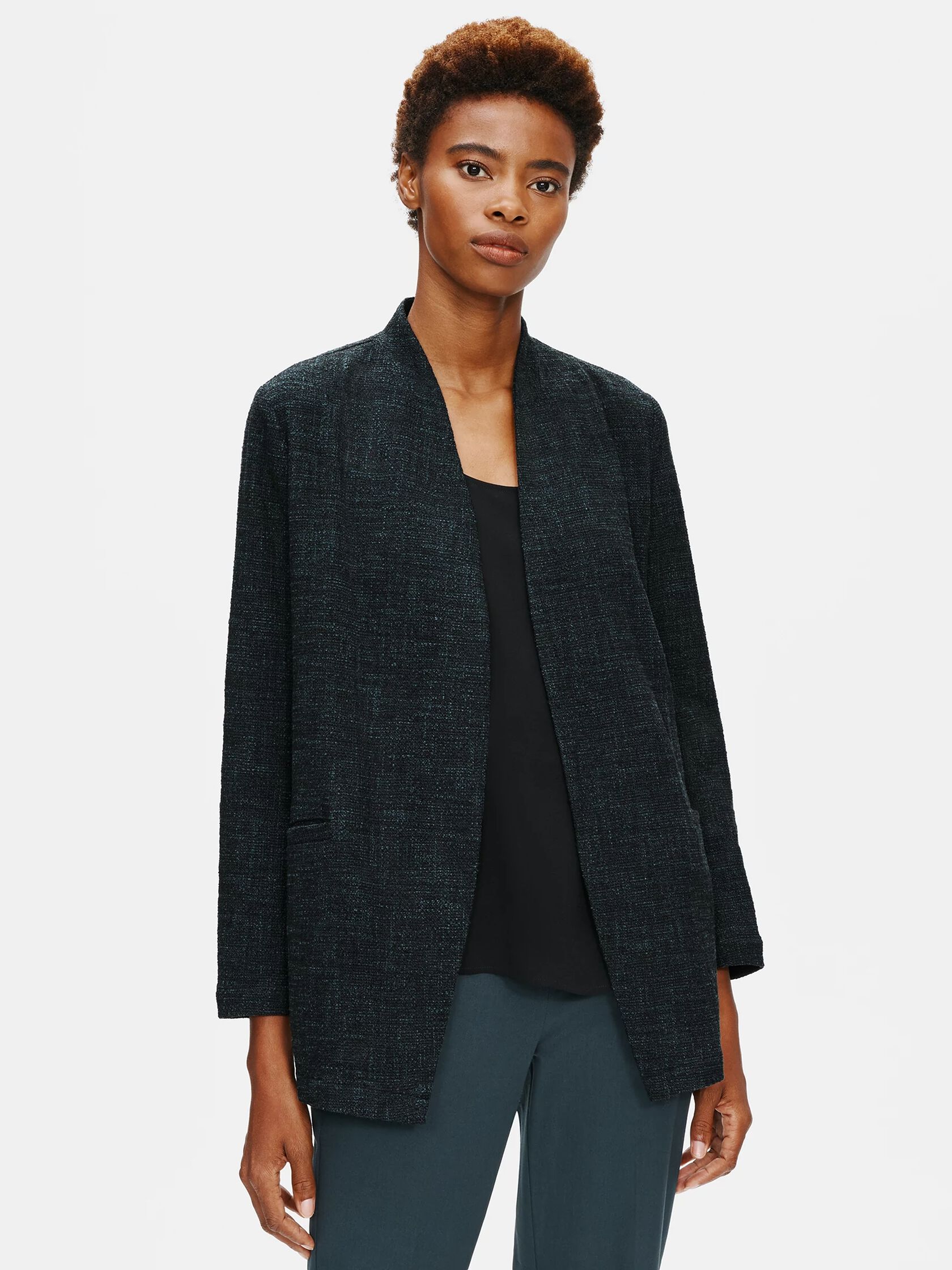 Tweedy Cotton Slub Long Jacket