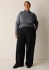 M&eacute;lange Sheer Cotton Blend Knit Funnel Neck Top