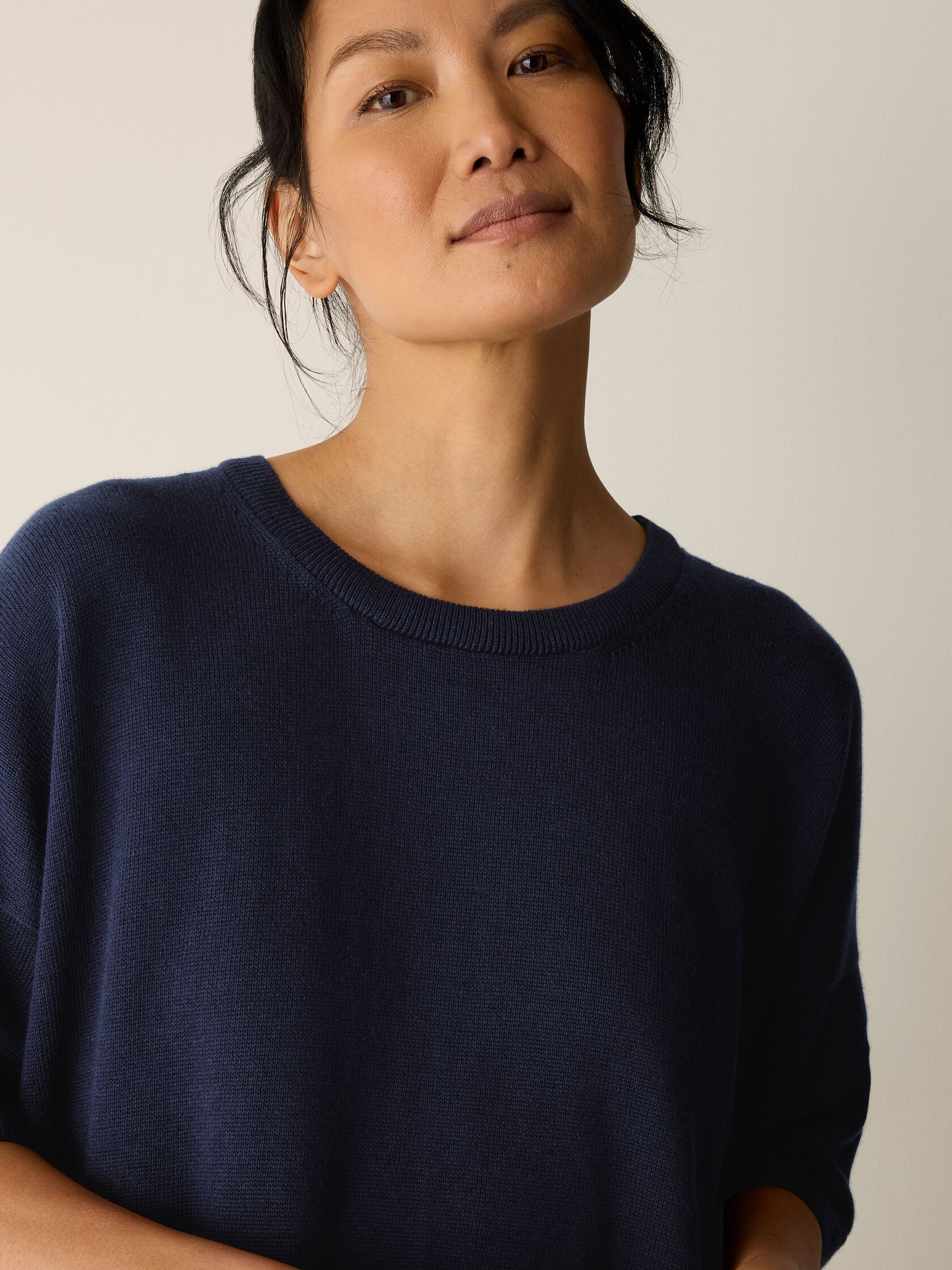 Peruvian Cotton Blend Elbow-Sleeve Top