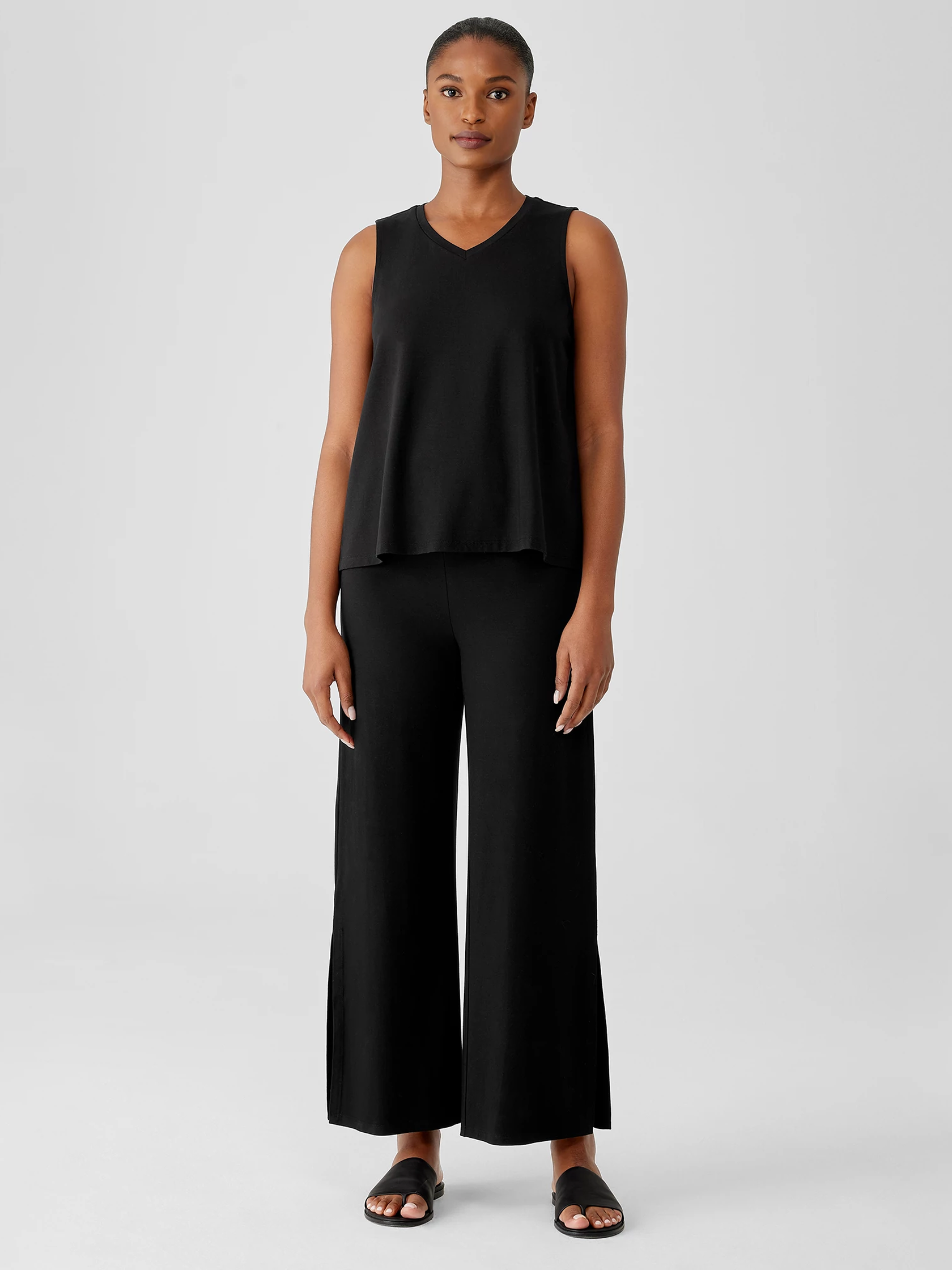 Stretch Jersey Knit VNeck Tank EILEEN FISHER