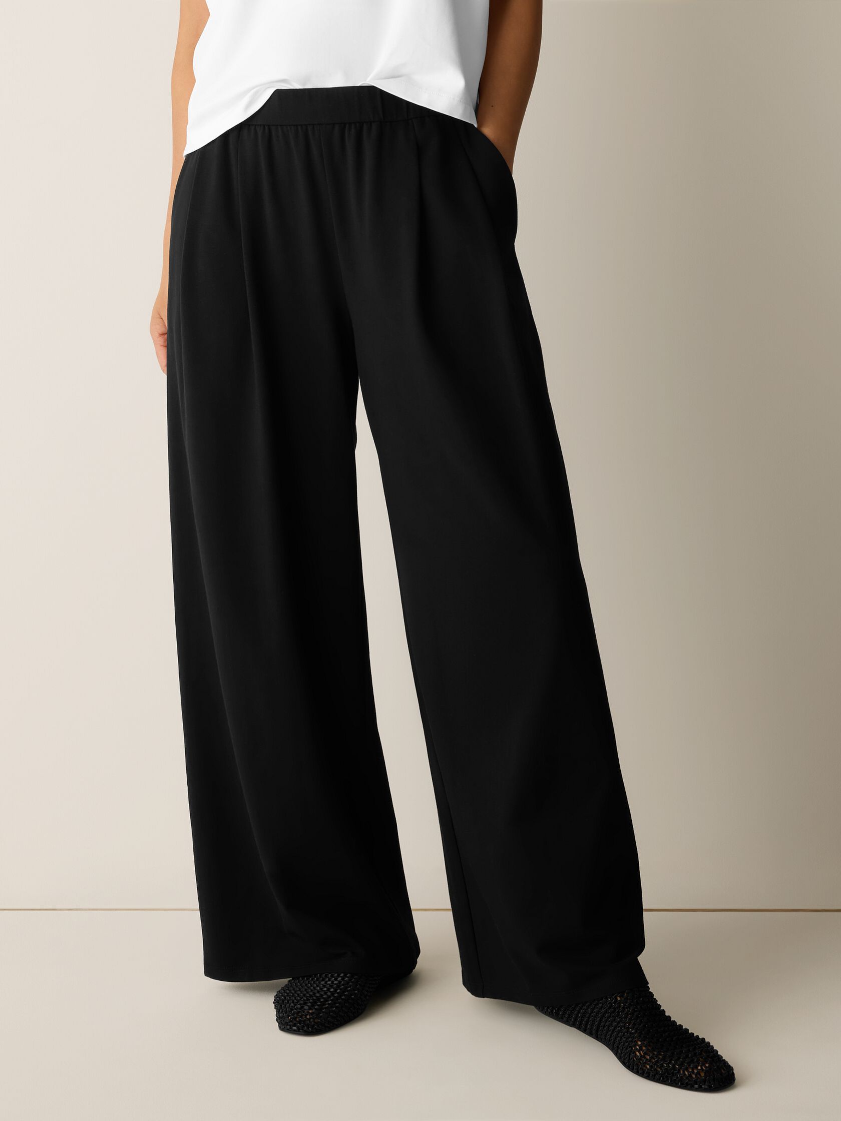 Pima Cotton Stretch Jersey Full-Length Wide Pant