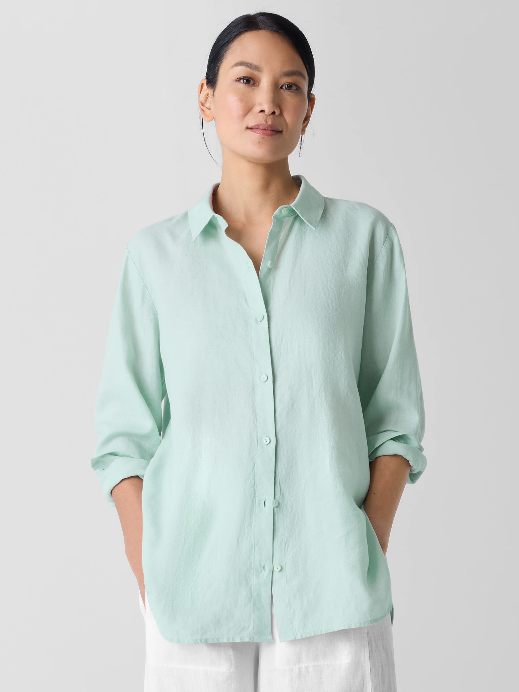 Organic Handkerchief Linen Classic Collar Shirt