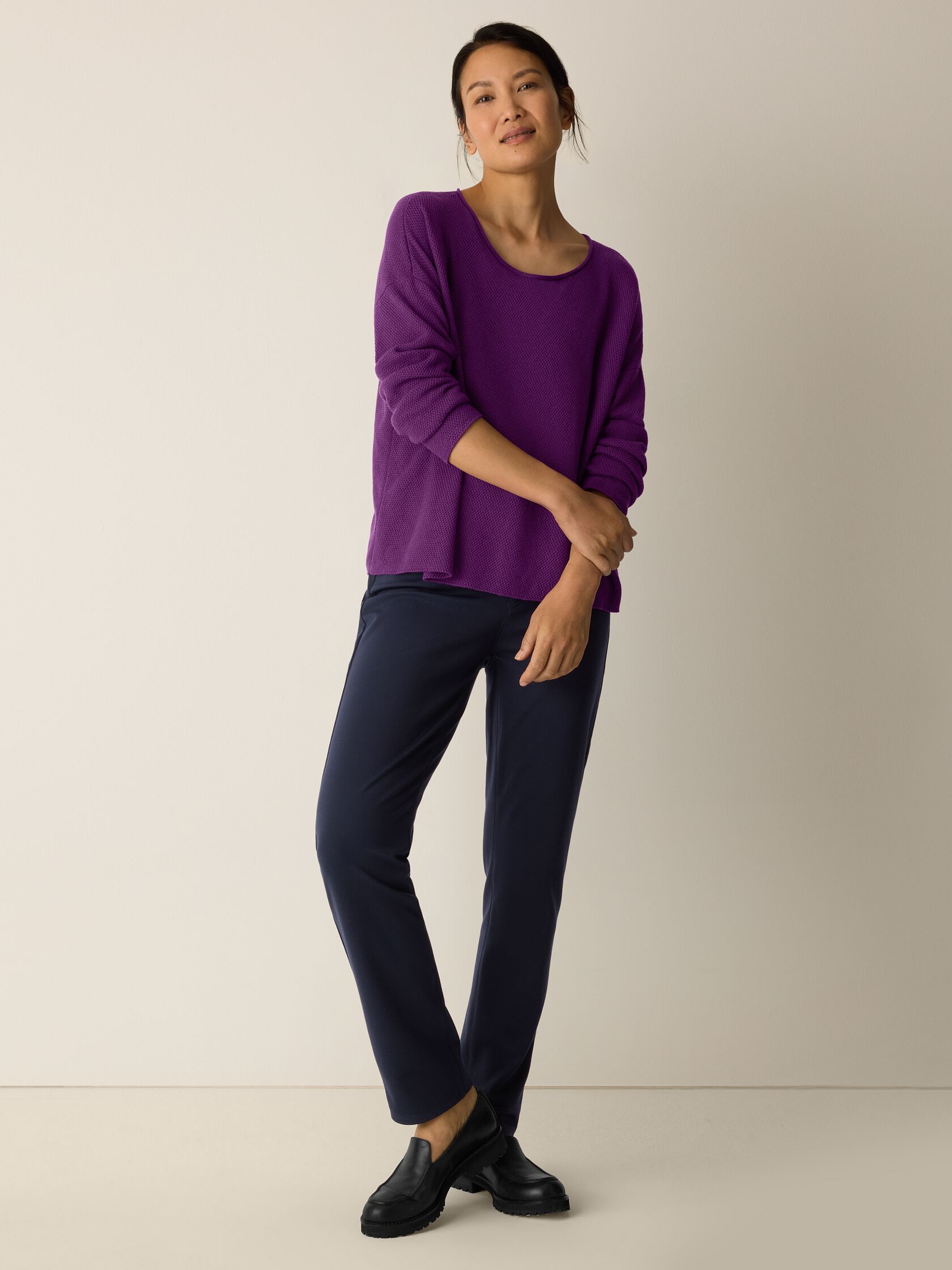 Peruvian Cotton Blend Jewel Neck Top