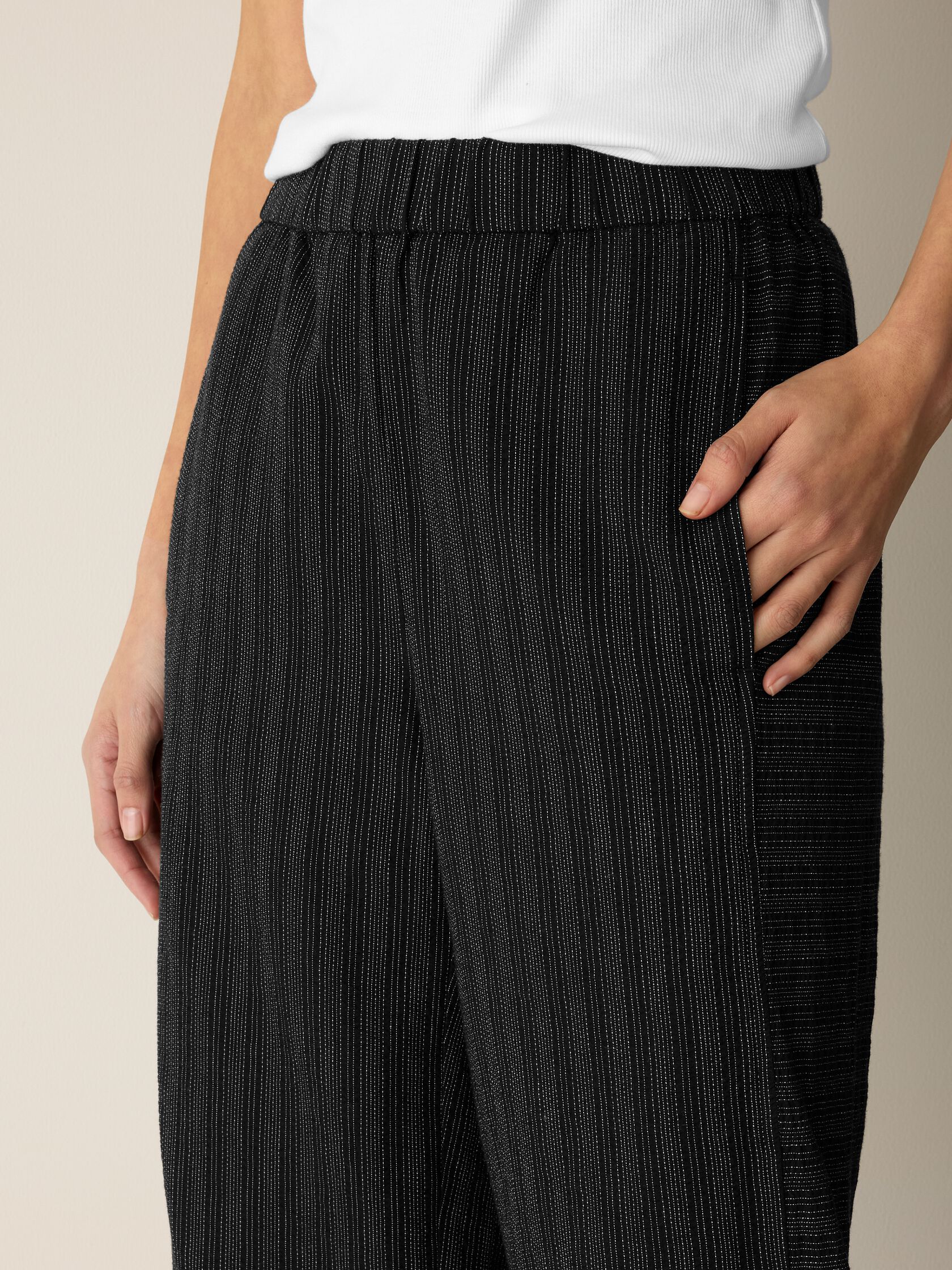 Cotton Blend Stripe Stitch Lantern Pant