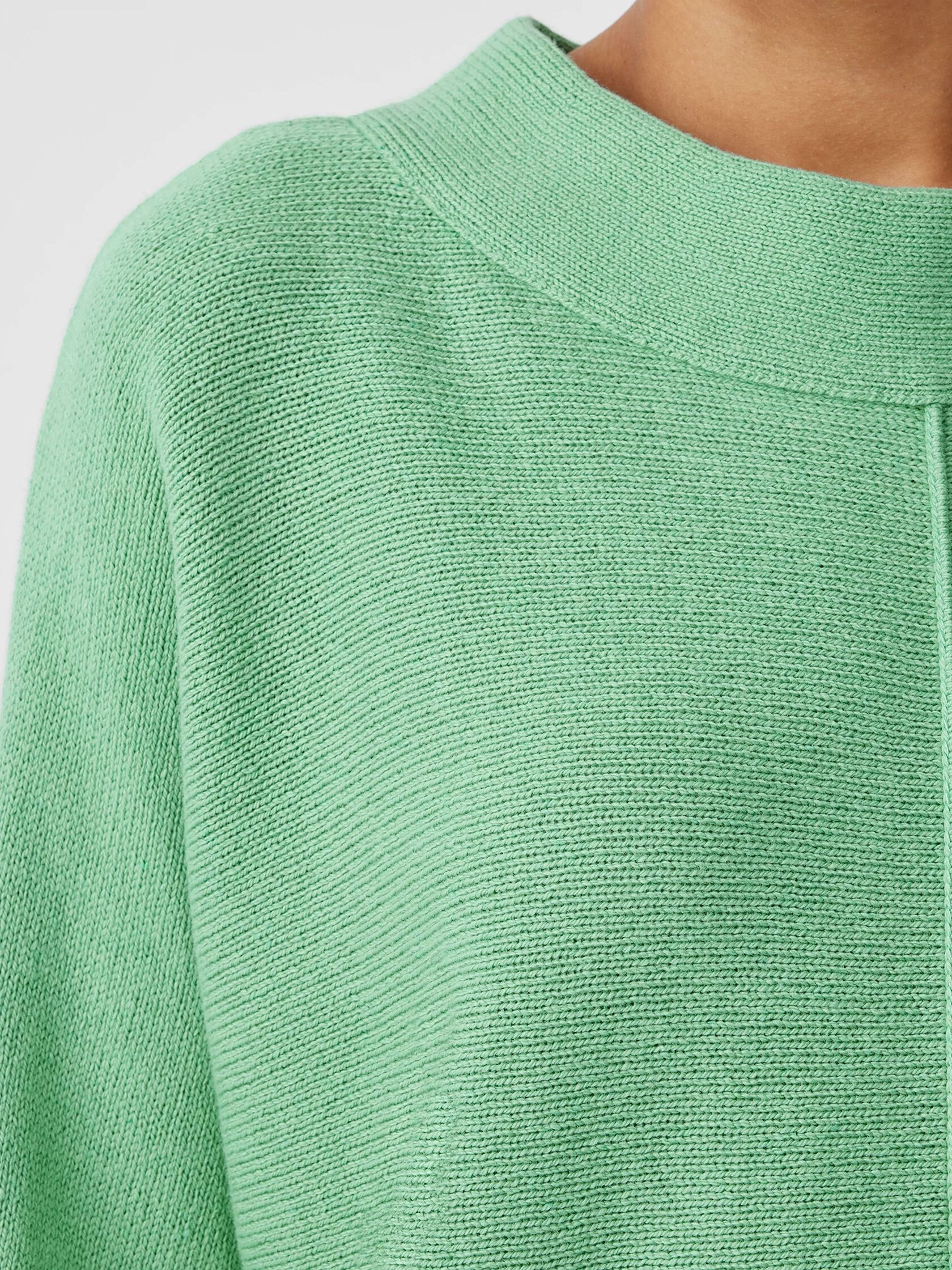 Cotton and Recycled Cashmere Mock Neck Top