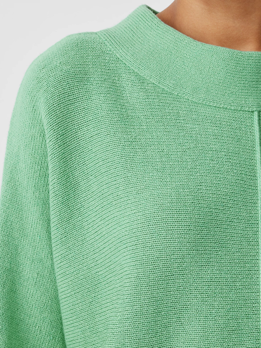 Cotton and Recycled Cashmere Mock Neck Top