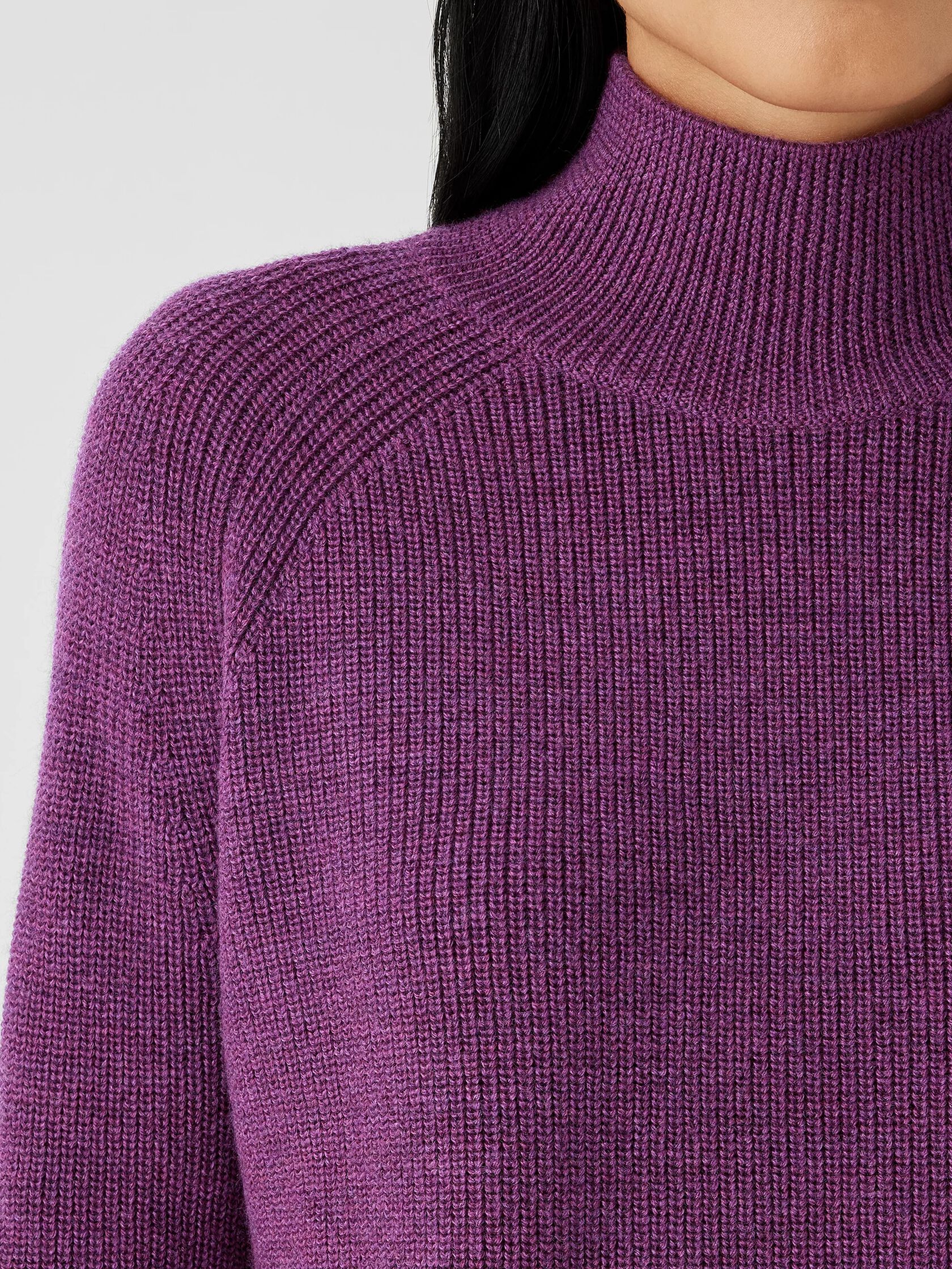 Merino Cropped Turtleneck Top in Regenerative Wool