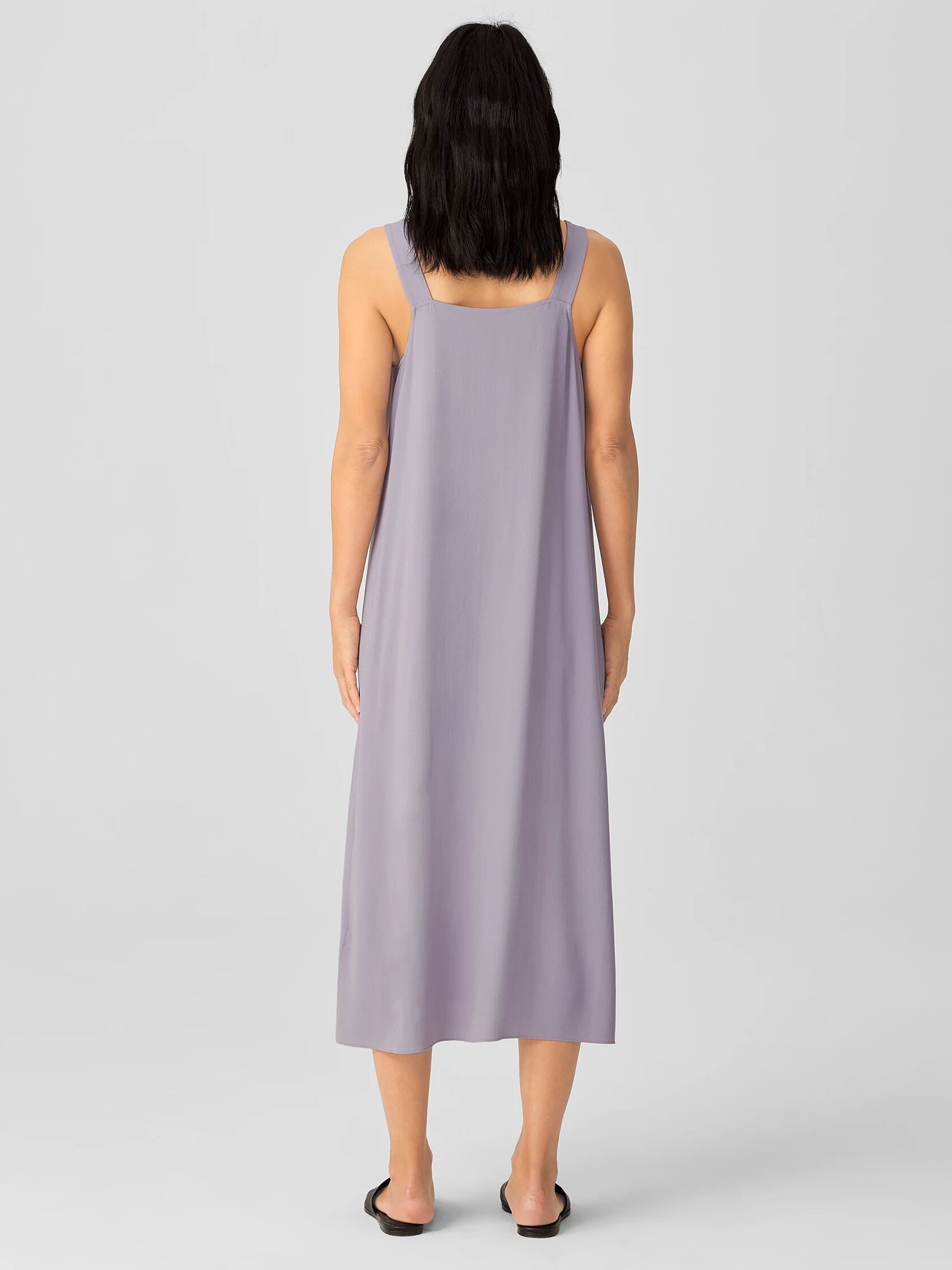 Silk Georgette Crepe Square Neck Dress