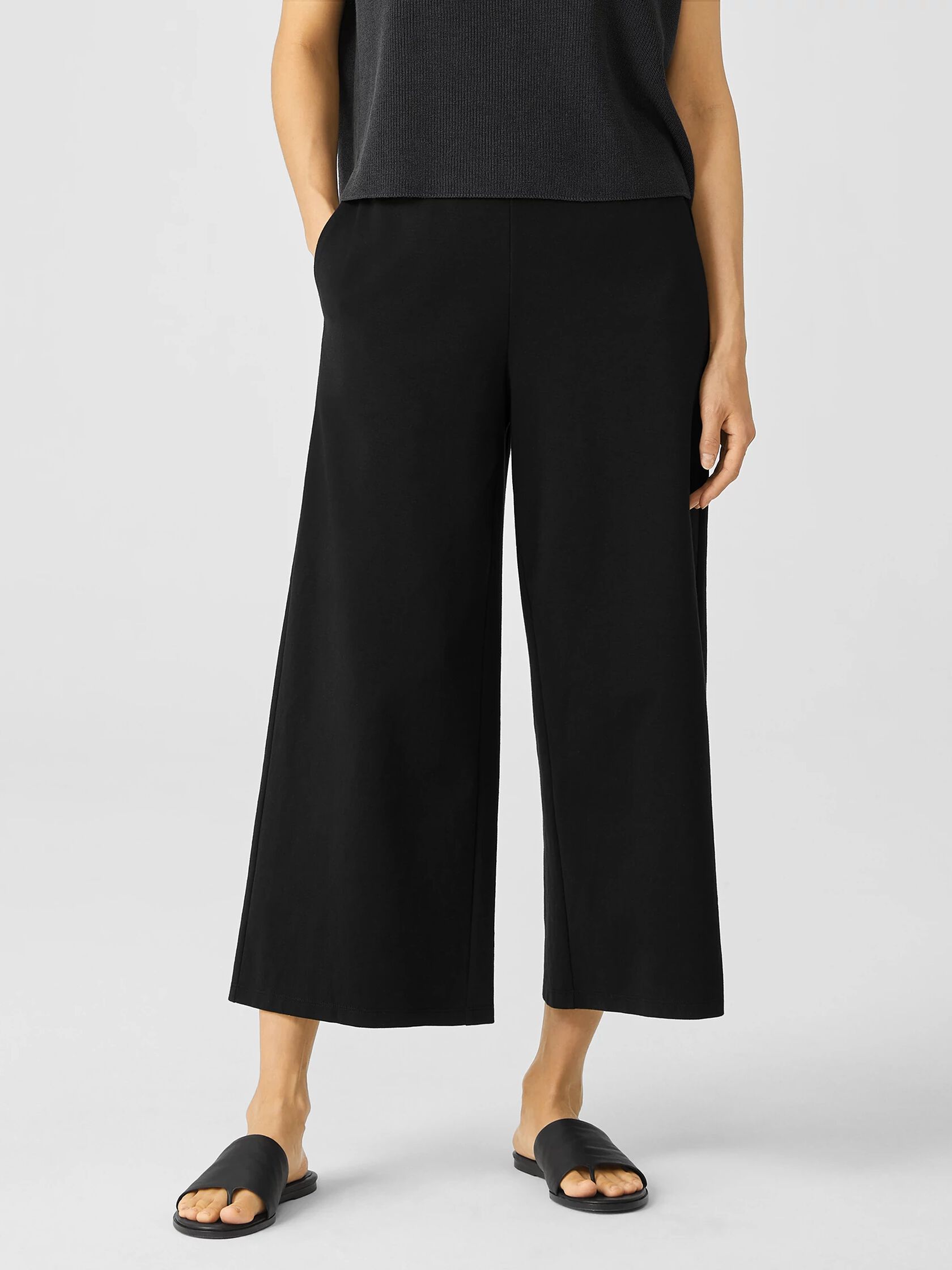 Cotton Ponte Wide-Leg Pant