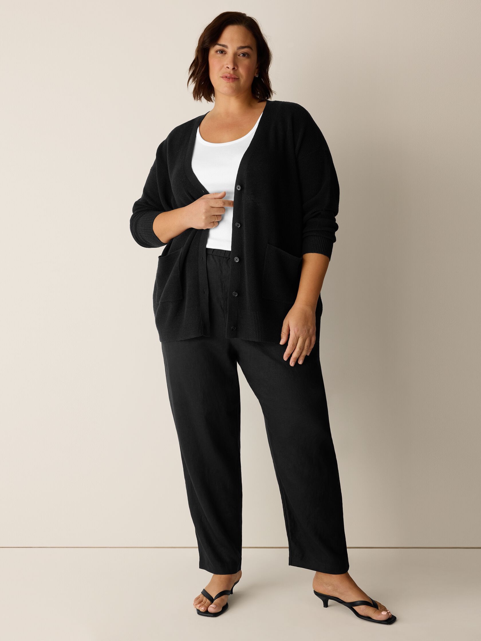 Organic Linen Cotton Slouchy Long Cardigan