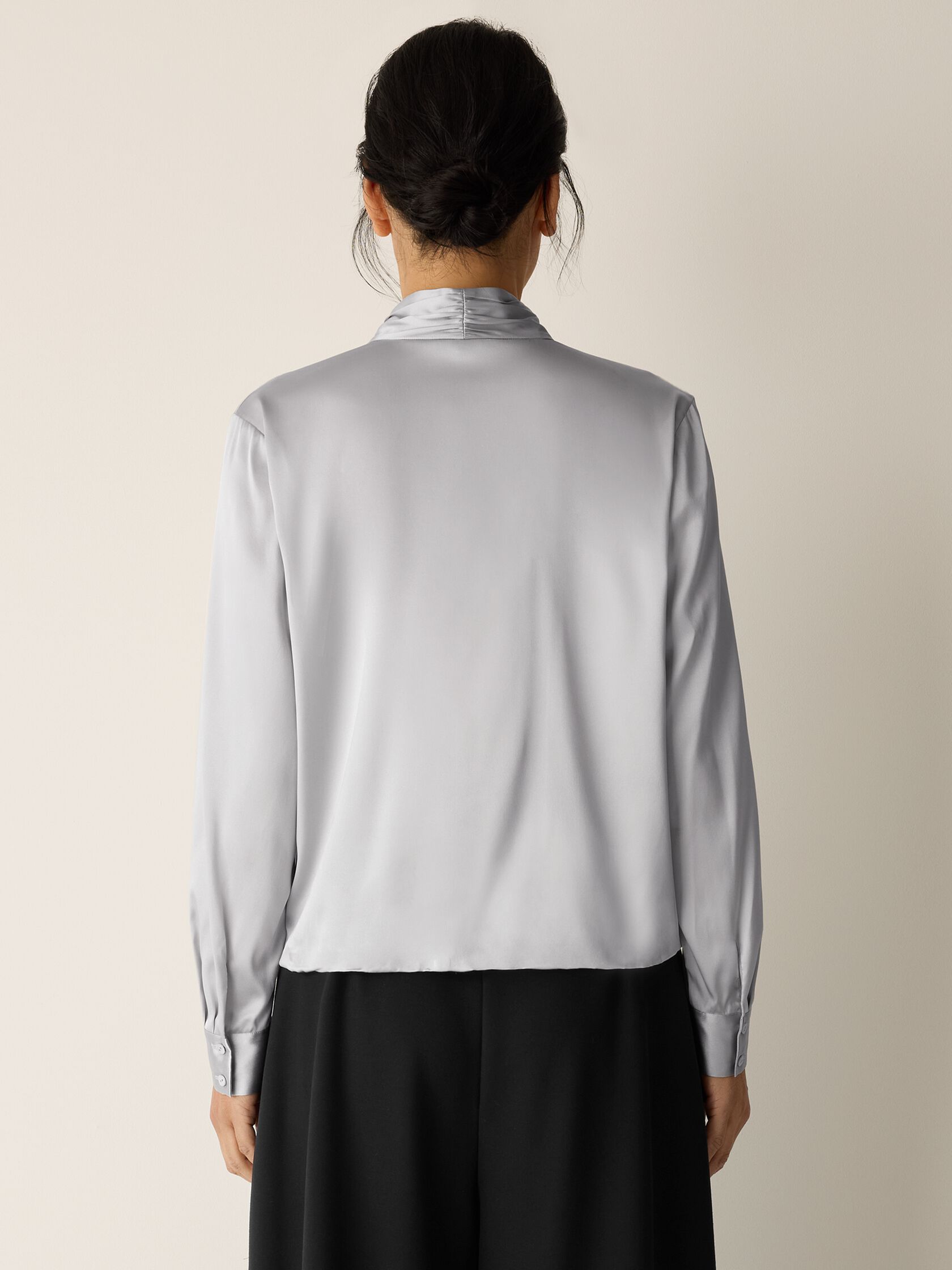 Stretch Silk Charmeuse Wrap Top