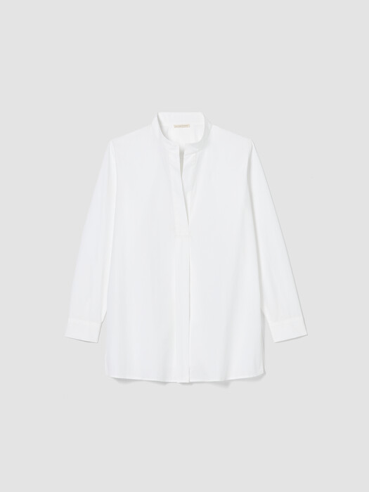 Washed Organic Cotton Poplin Stand Collar Top