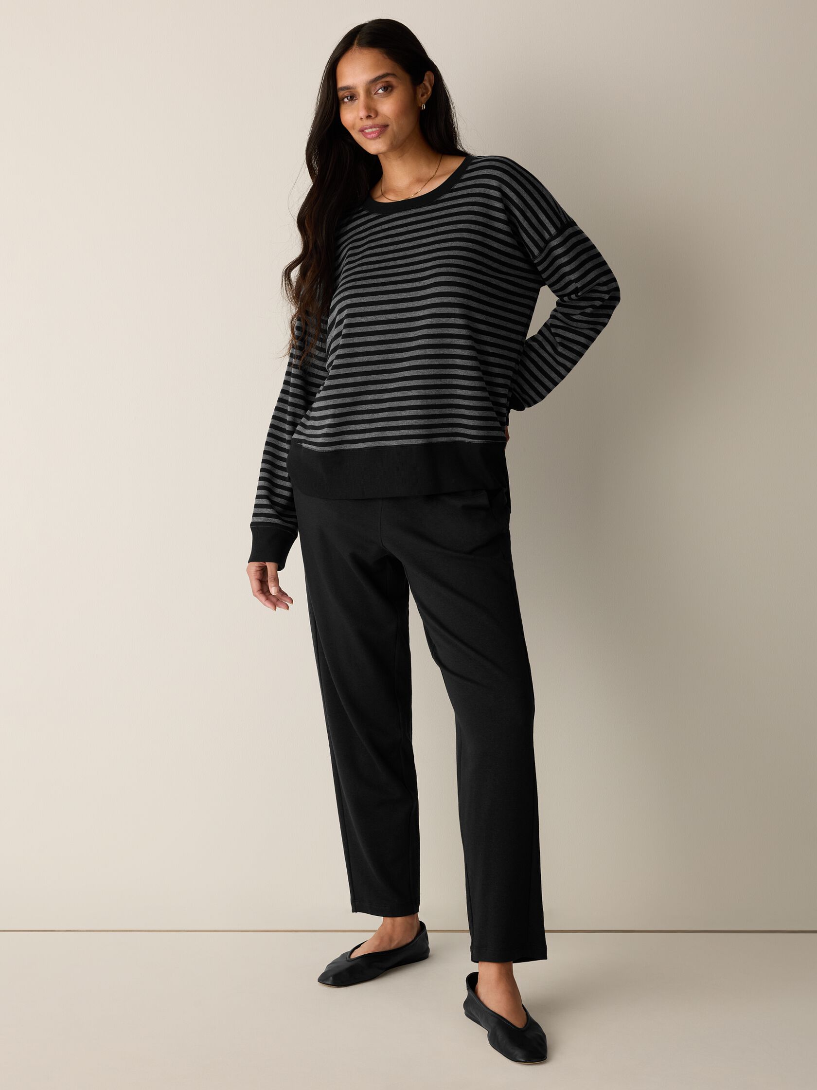 Striped Cozy Brushed Terry Box-Top