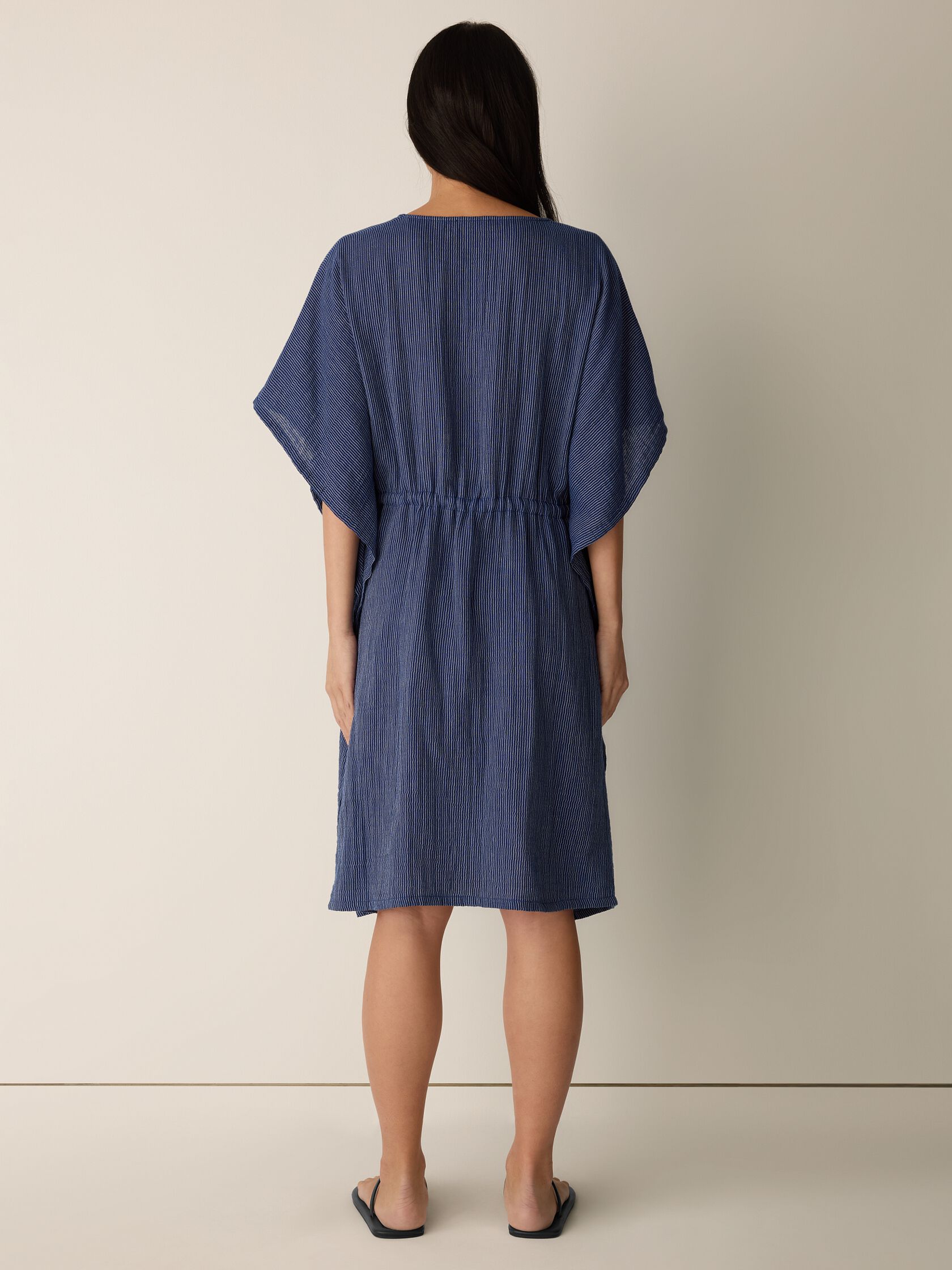Striped Organic Cotton Gauze V-Neck Caftan