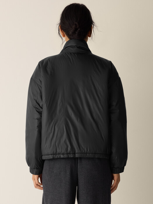 Eggshell Recycled Nylon Stand Collar Jacket EILEEN FISHER