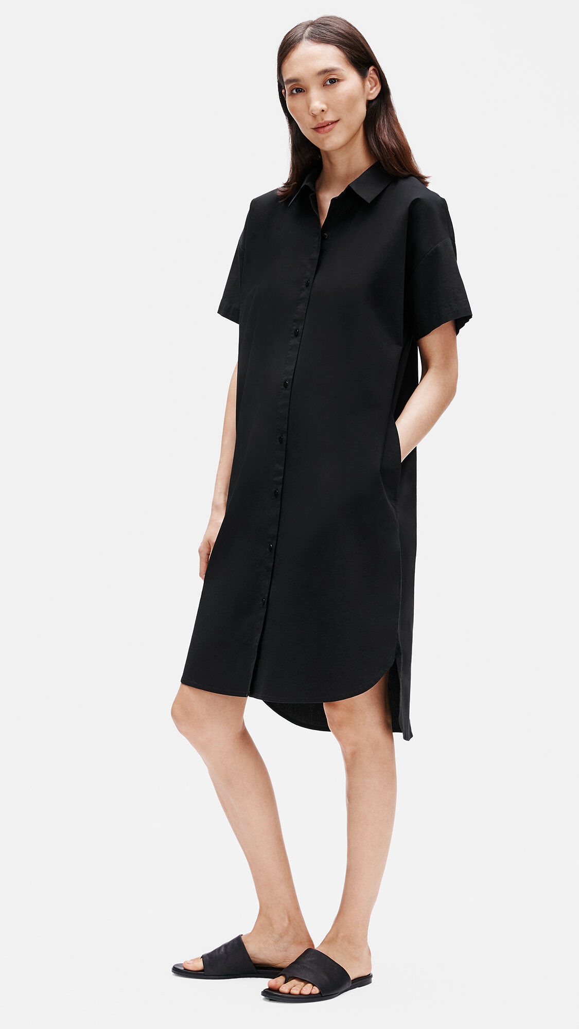 Organic Cotton Poplin Shirtdress EILEEN FISHER