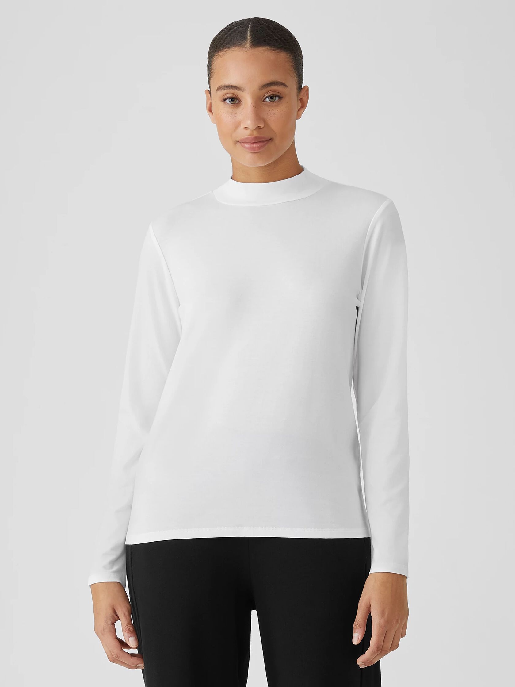Stretch Jersey Knit Mock Neck Top EILEEN FISHER
