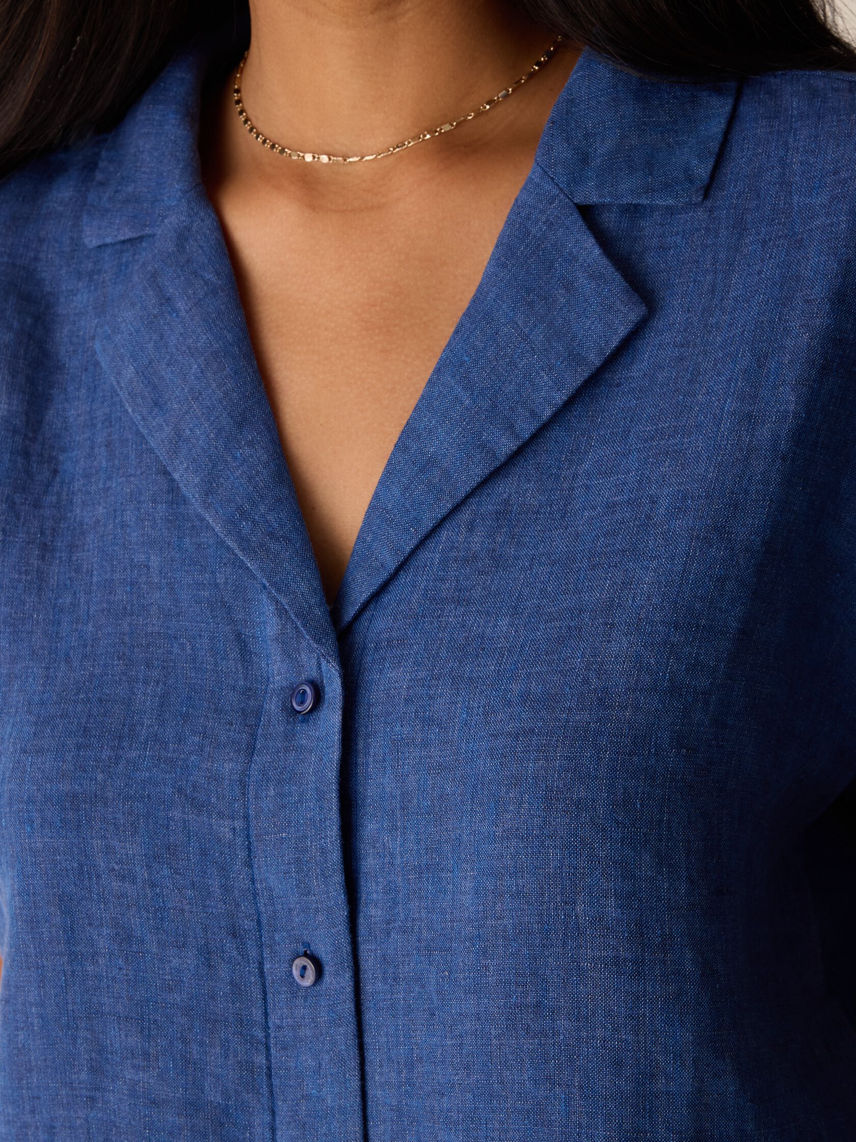 Washed Organic Linen D&eacute;lav&eacute; Notch Collar Shirt