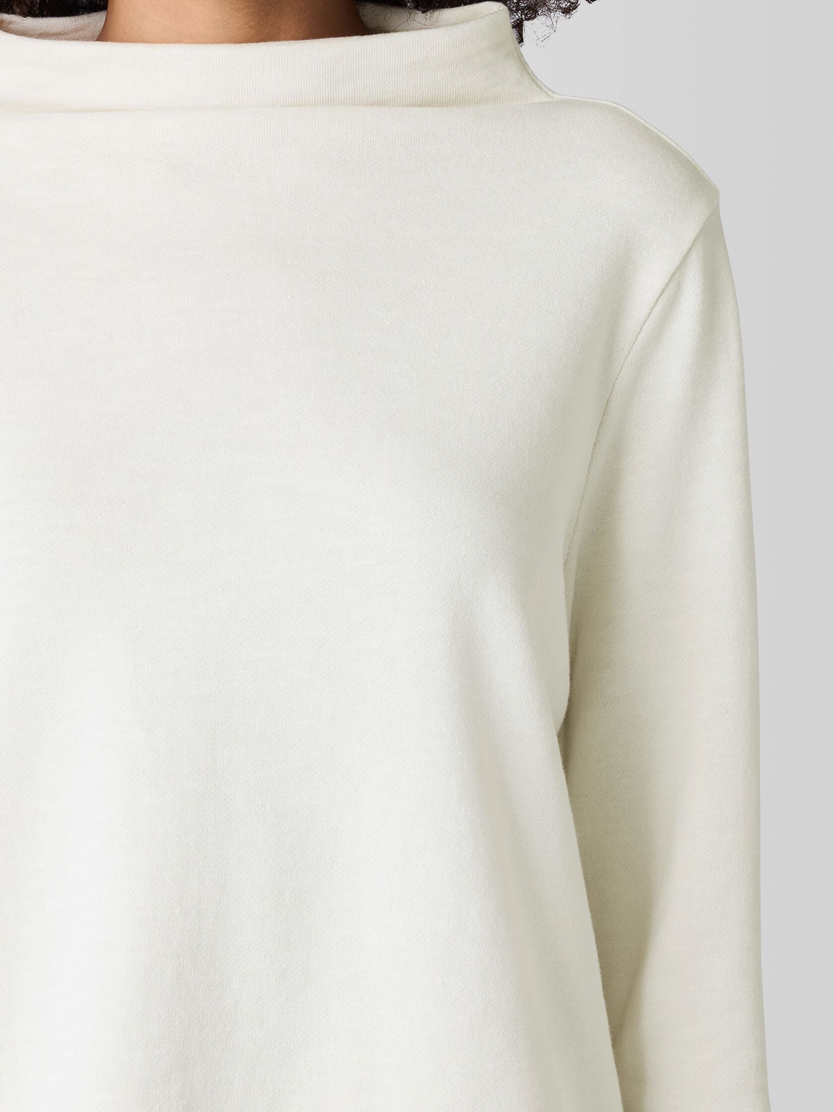 Garment-Dyed Terry Funnel Neck Top