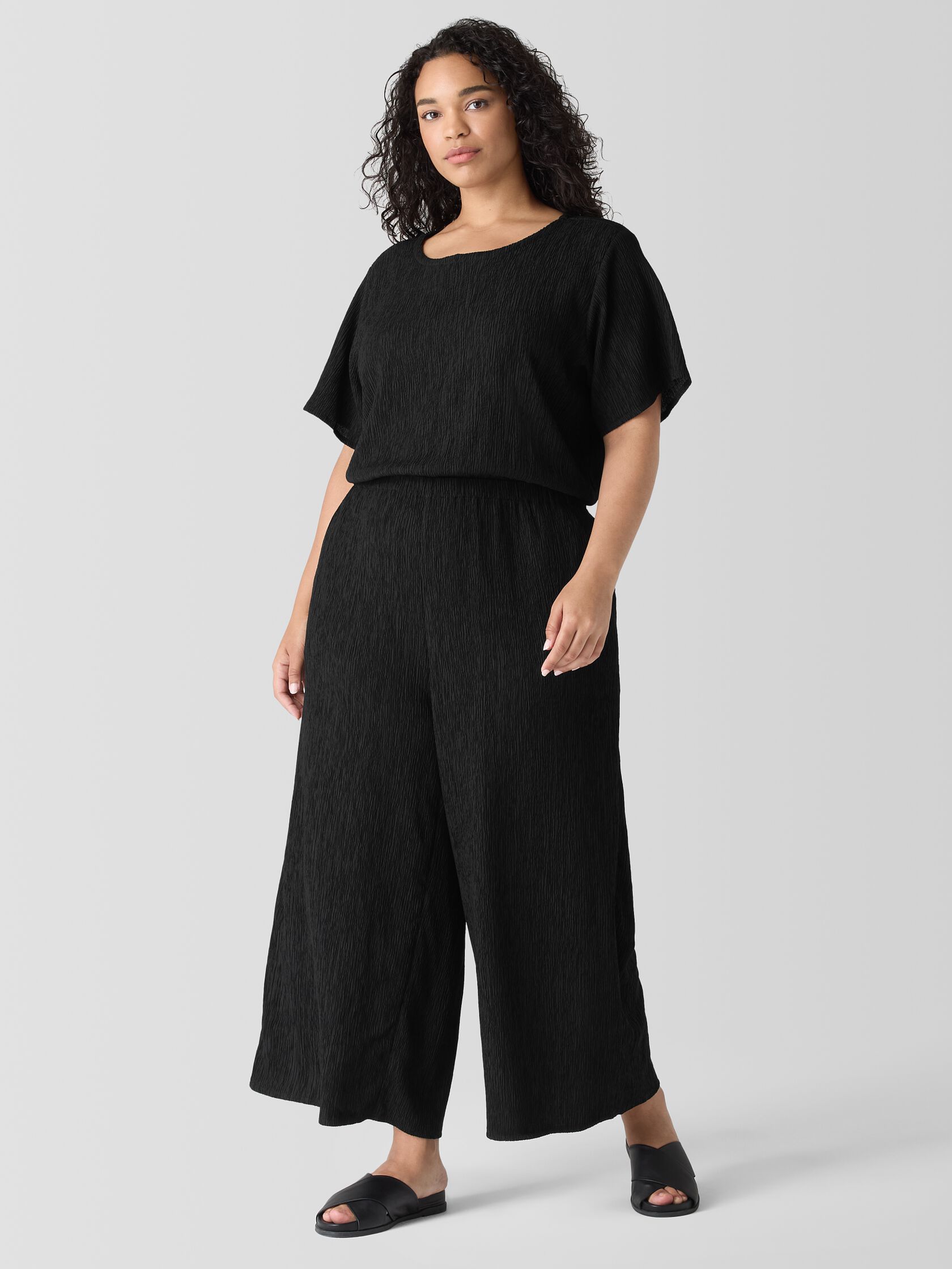 Woven Plissé Jumpsuit