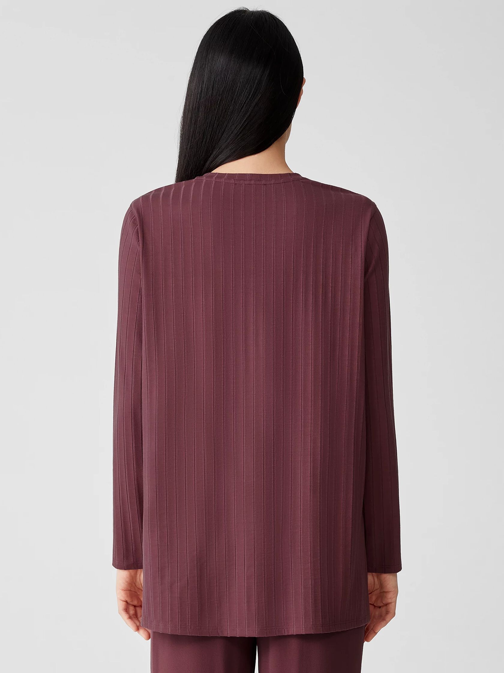 Washable Stretch Rib Crew Neck Top