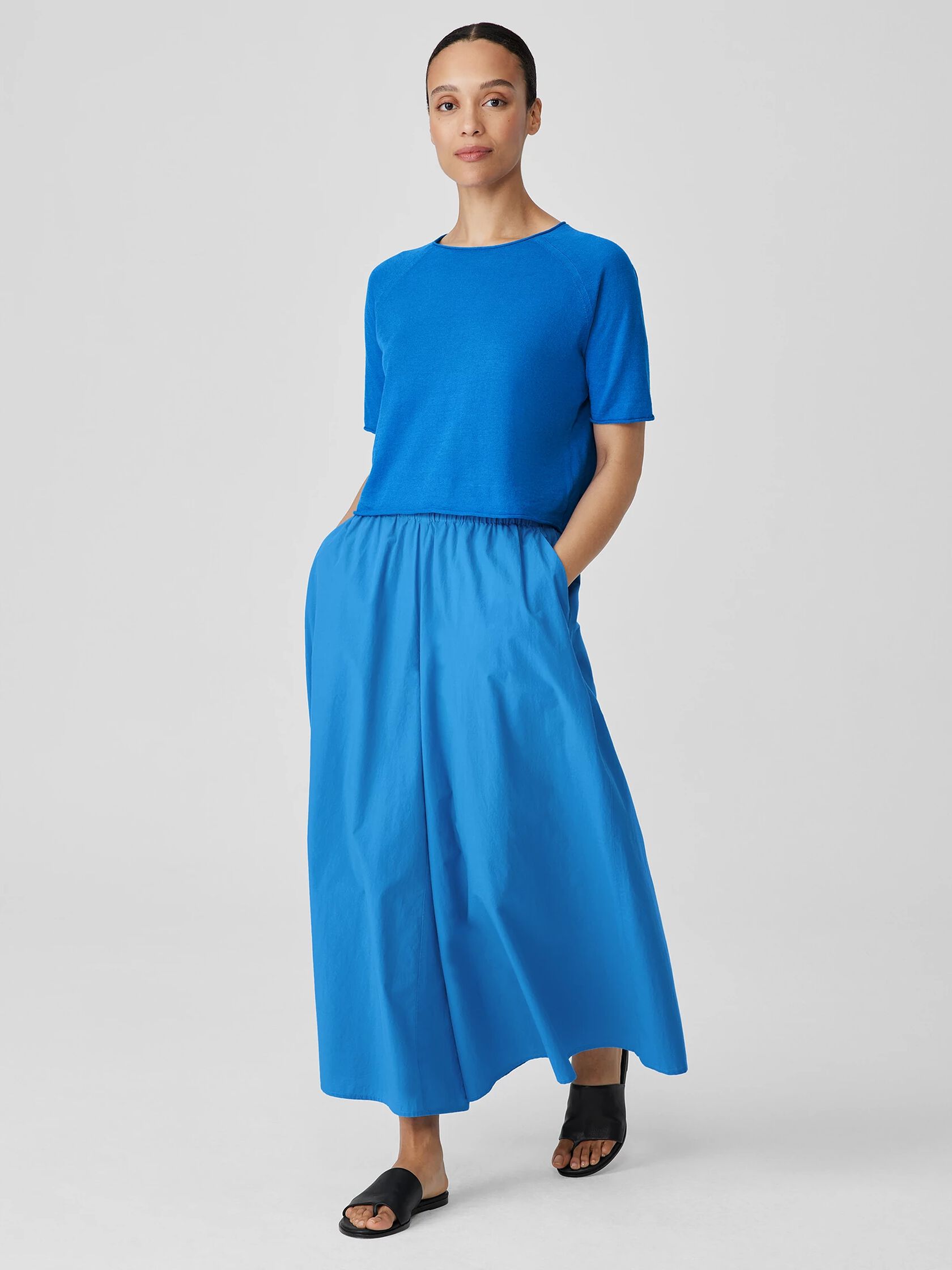Organic Linen Cotton Jewel Neck Top