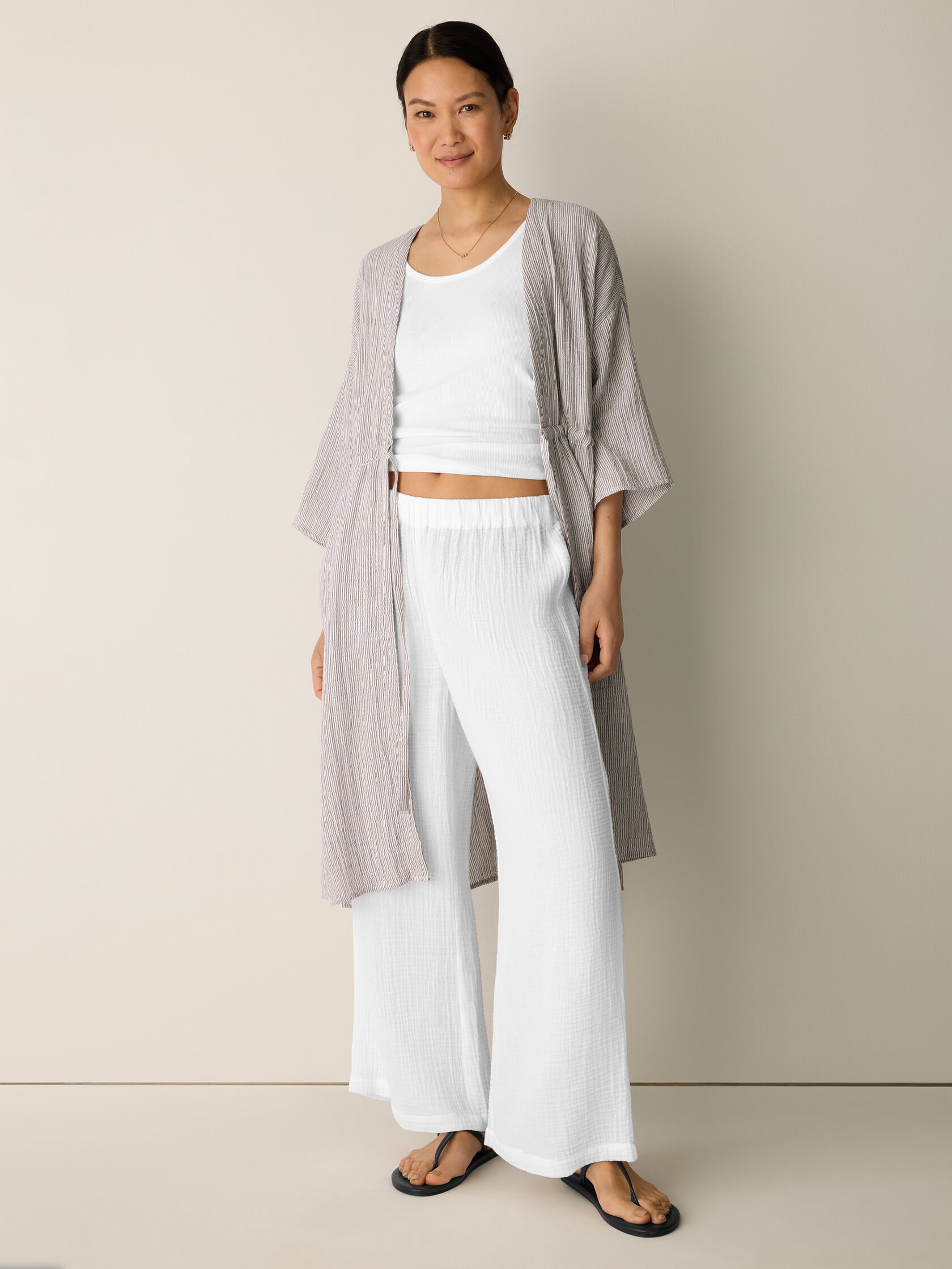 Striped Organic Cotton Gauze Caftan