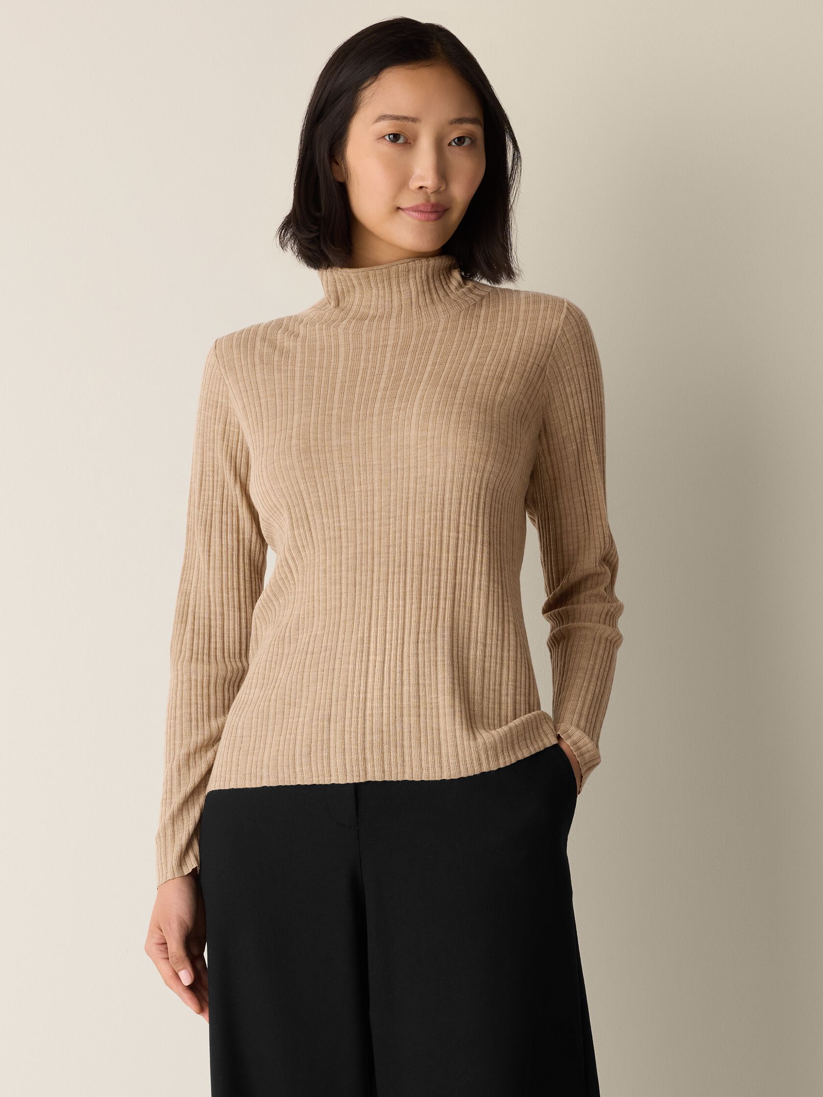 Superfine Merino Turtleneck Top in Regenerative Wool