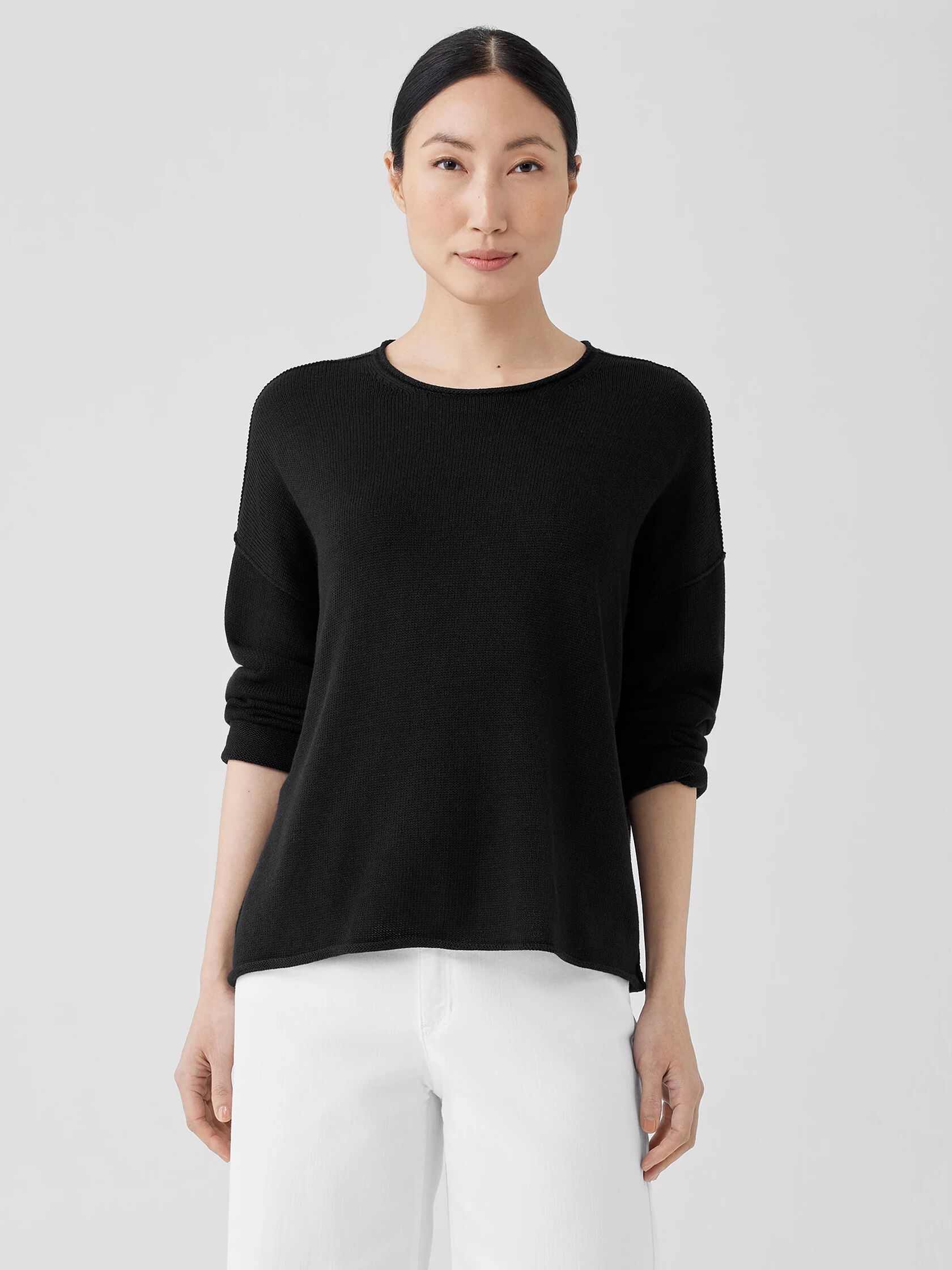 Peruvian Cotton Blend Crew Neck Top