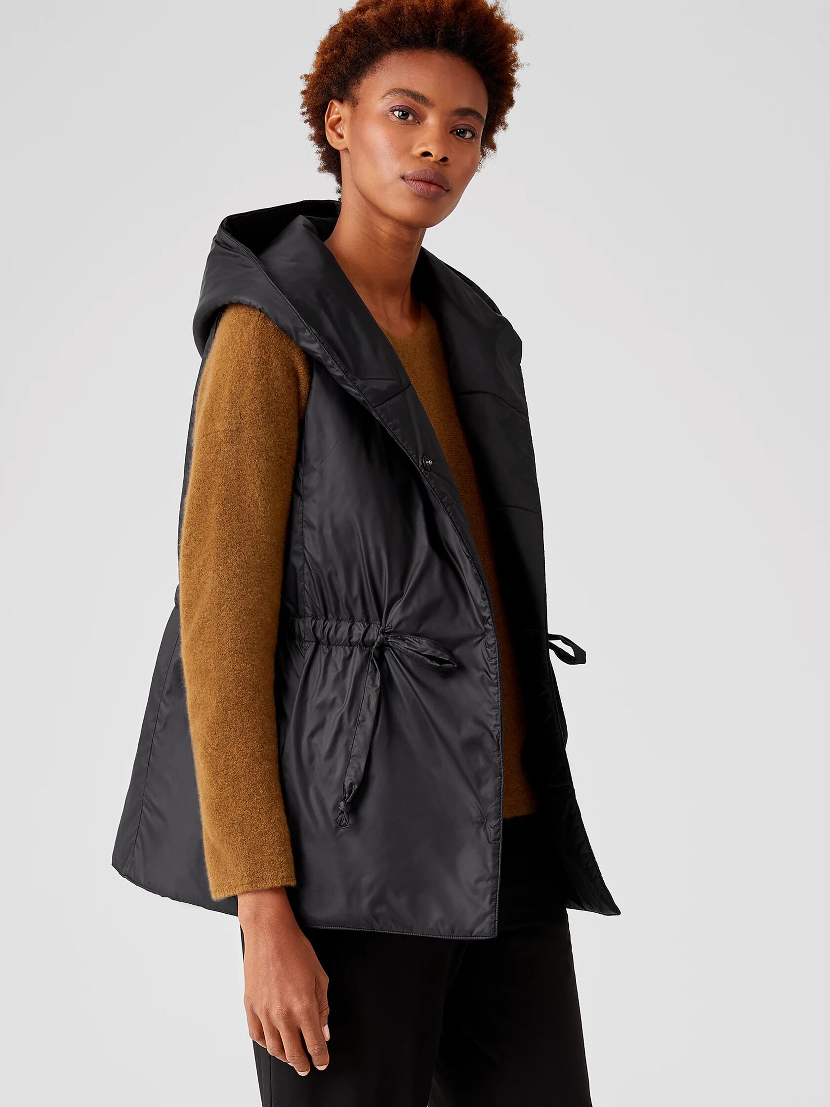 Eggshell Recycled Nylon Hooded Vest